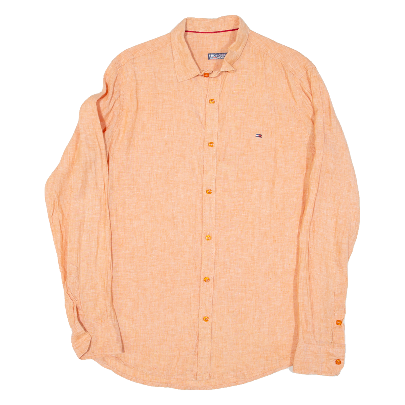 TOMMY HILFIGER Mens Plain Shirt Orange Long Sleeve M Refurbished - N/A refurbished available on Cerqular