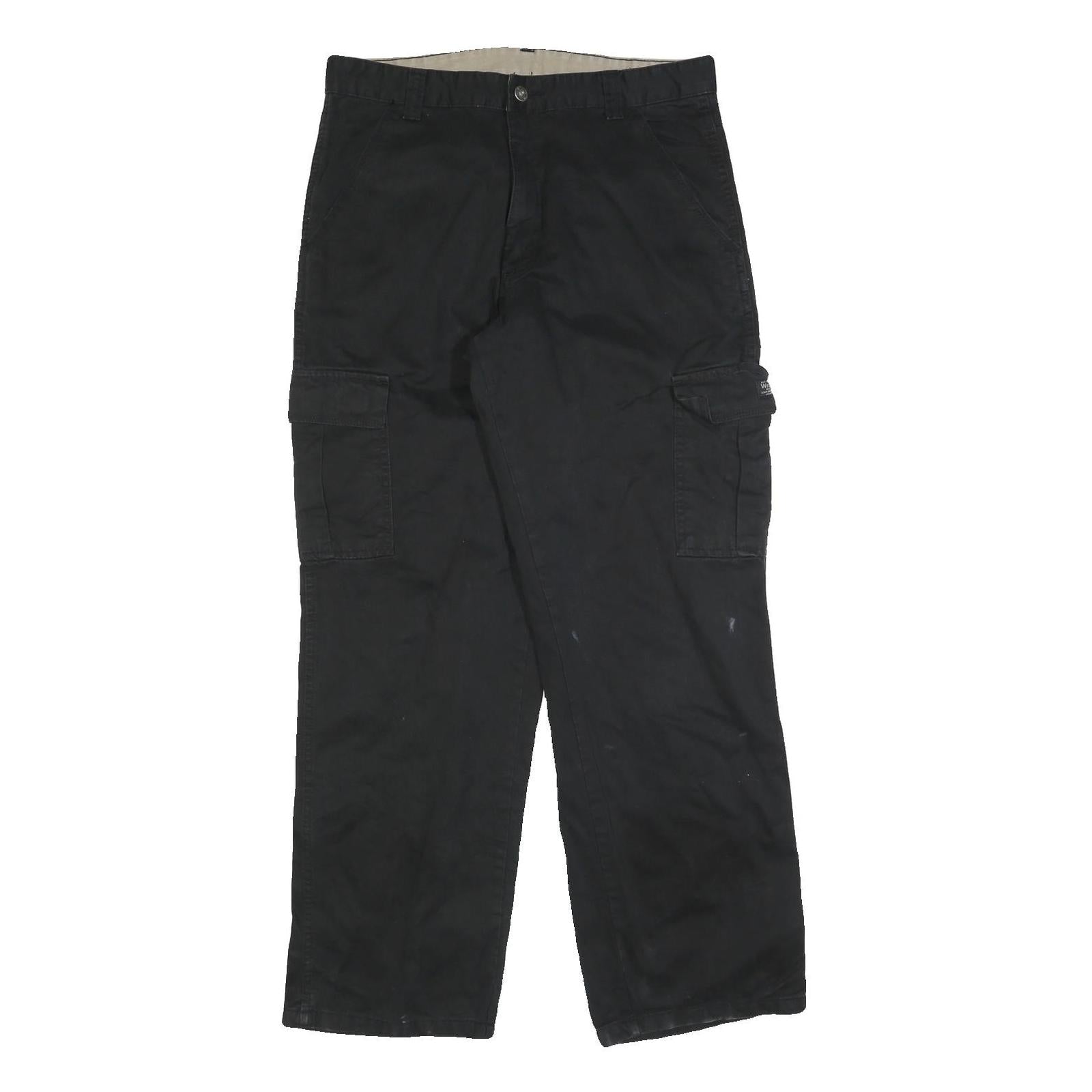 WRANGLER Mens Regular Black Cargo Trousers W32 L32 Cotton Blend Zip Pockets Refurbished - N/A refurbished available on Cerqular