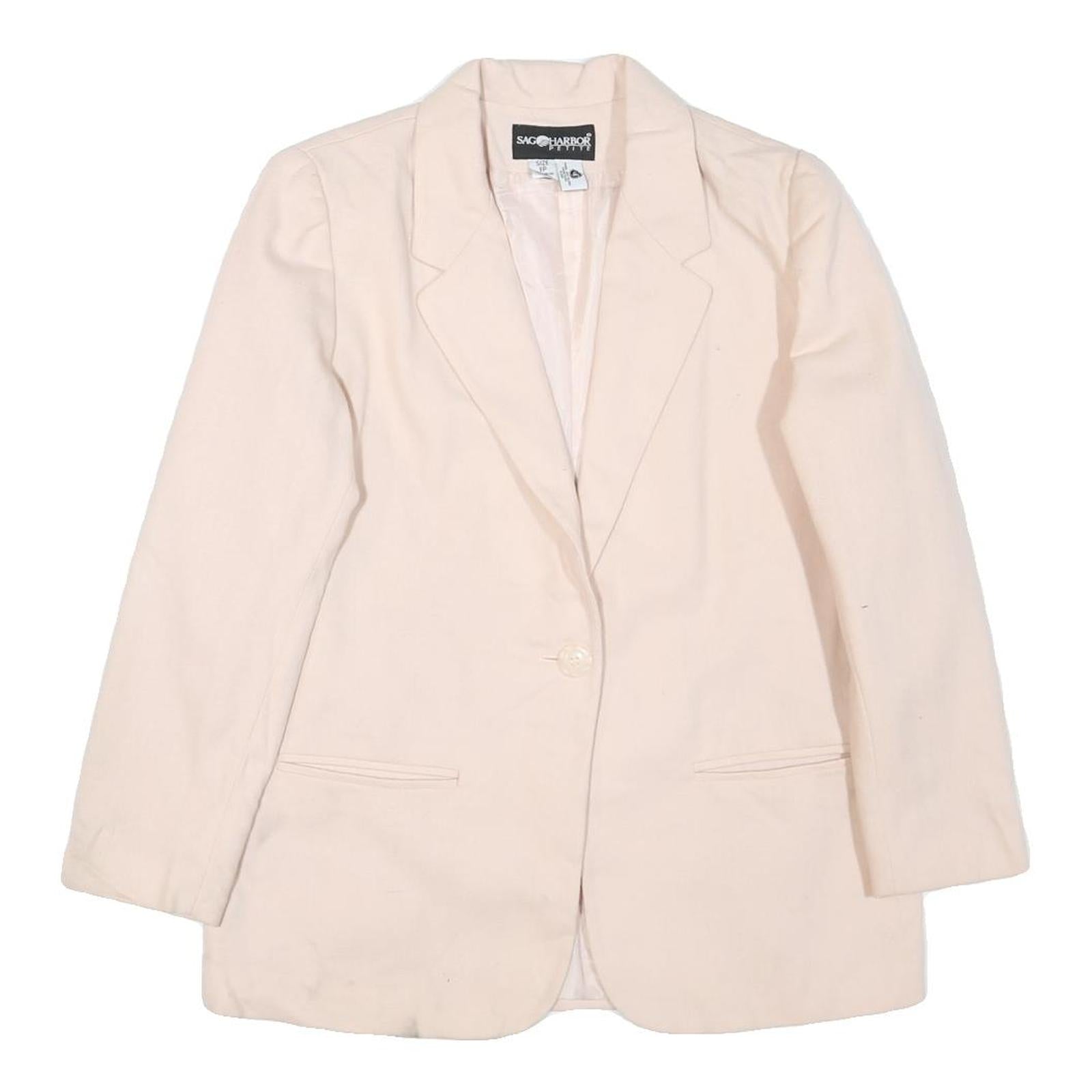 SAG HARBOR Womens Cream Wool Button Jacket M Plain Classic Blazer Outerwear Refurbished - N/A refurbished available on Cerqular