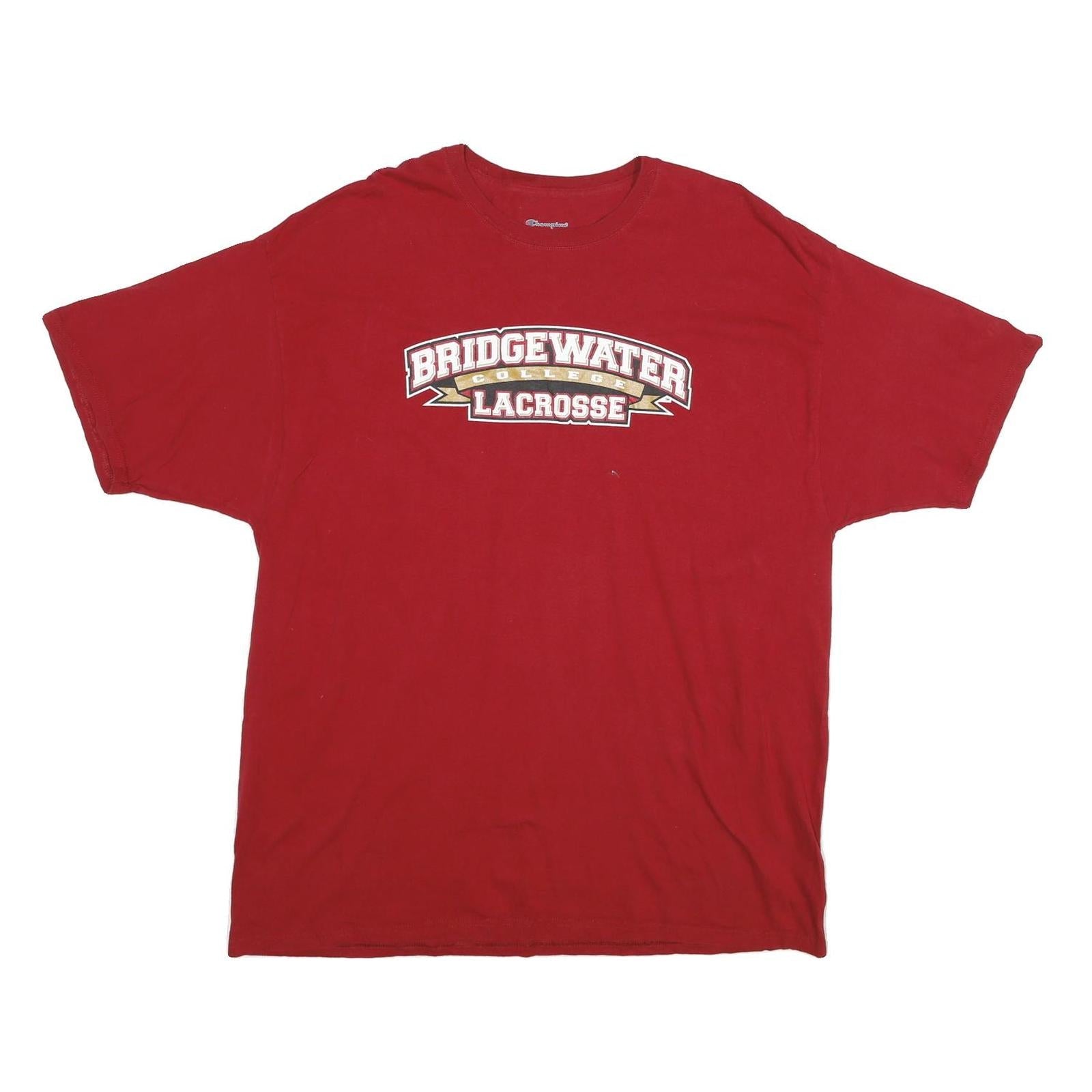 CHAMPION Mens Red Bridgewater College Lacrosse Graphic T-Shirt 2XL Short Sleeve Refurbished - N/A refurbished available on Cerqular