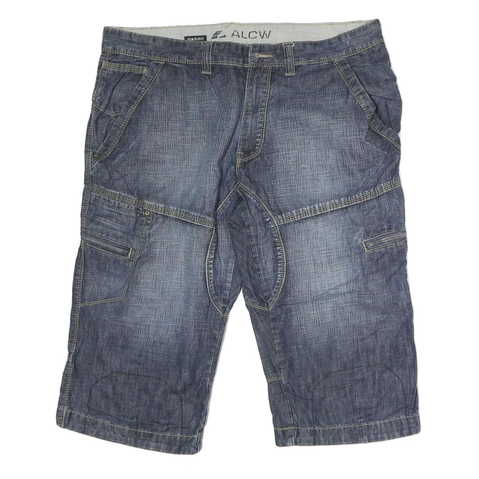 ALCW Mens Cotton Blue Denim Casual Shorts M W38 with Button Closure Refurbished - N/A refurbished available on Cerqular