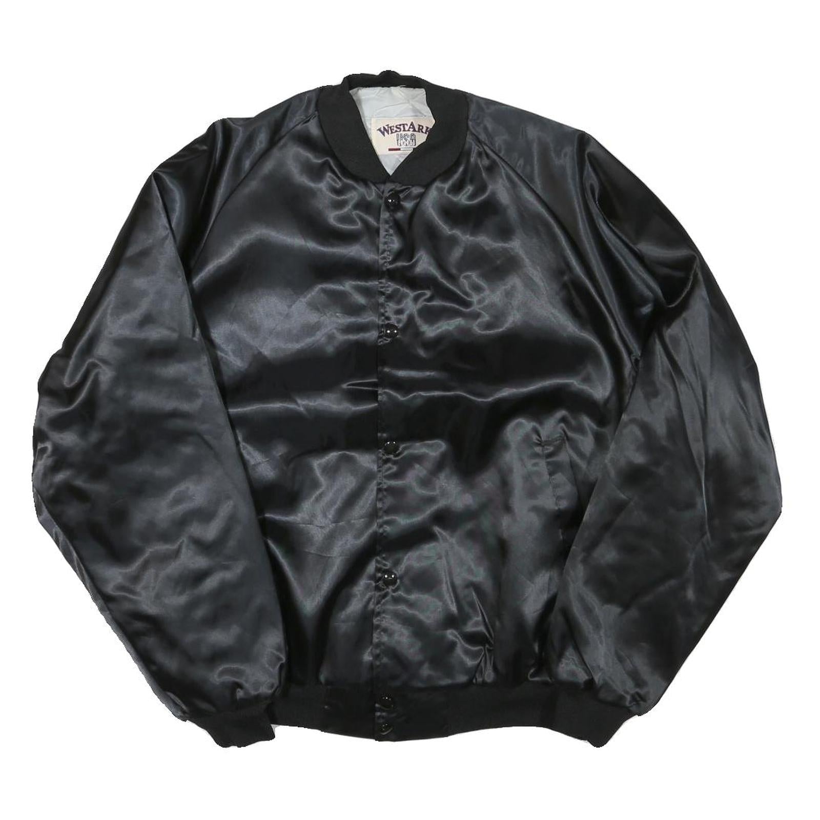 WESTARK Mens Black Satin Starbuilders Karaoke Button Jacket M Nylon Bomber Plain Refurbished - N/A refurbished available on Cerqular