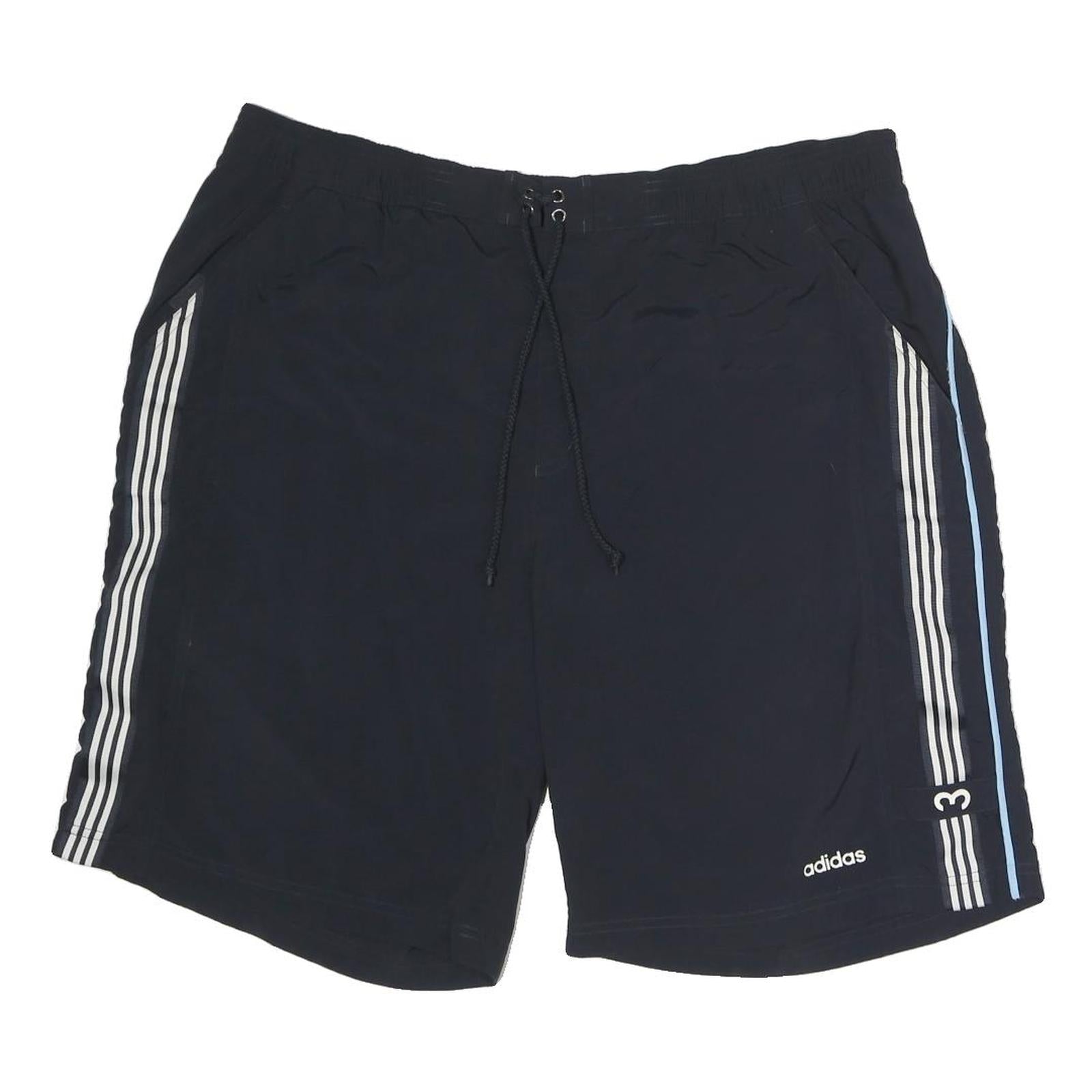 ADIDAS Mens Casual Shorts Black & Blue XL W38 Polyester Plain Drawstring Pockets Refurbished - N/A refurbished available on Cerqular