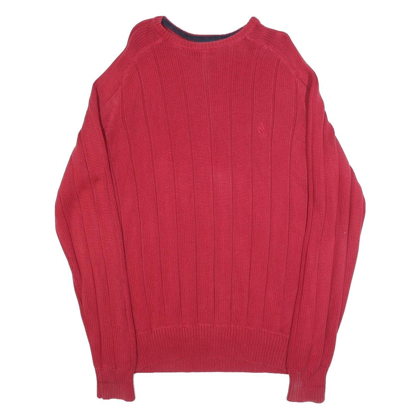 NAUTICA Mens Red Plain Pullover Jumper Crew Neck Rib Knit M Cotton Blend Refurbished - N/A refurbished available on Cerqular