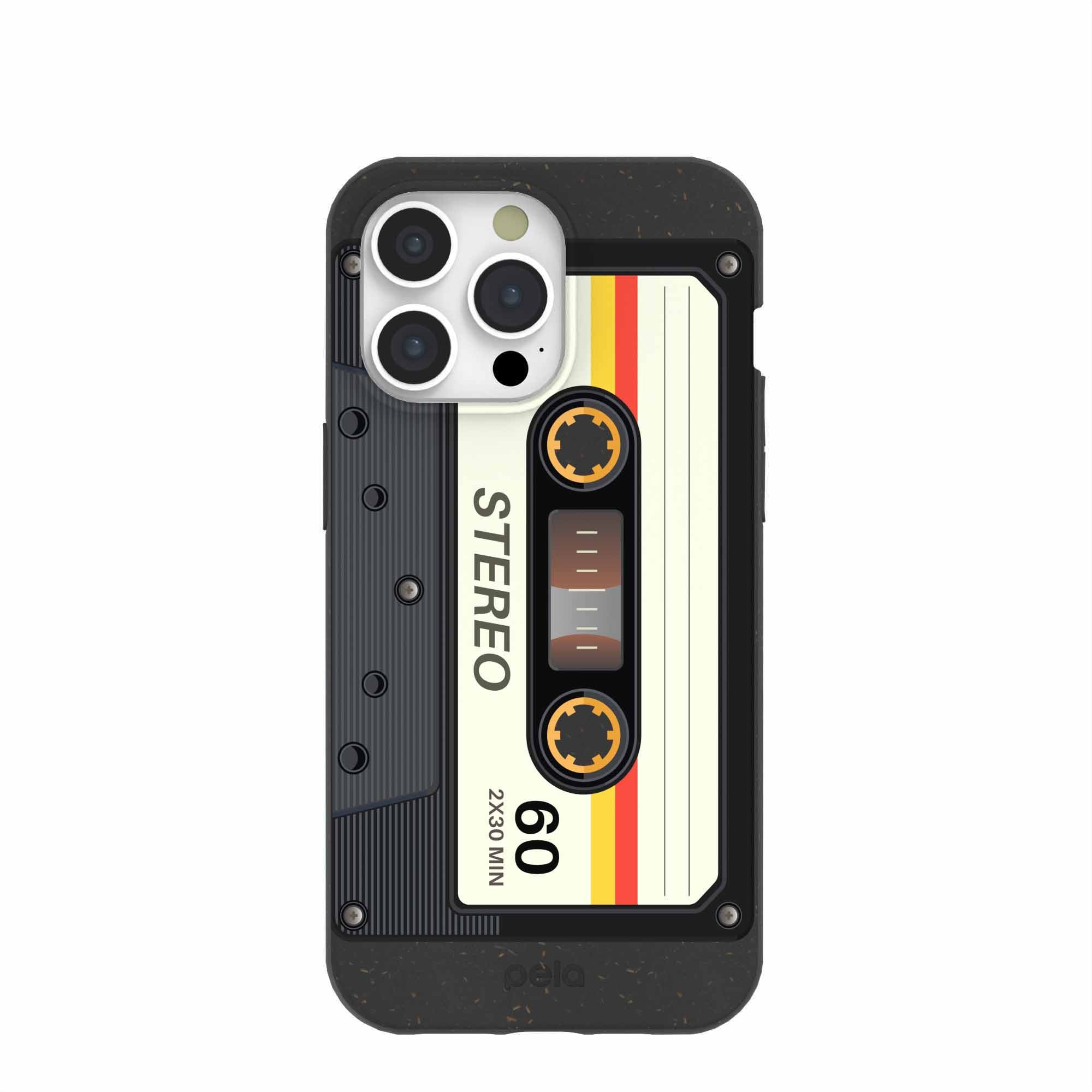 Black Cassette iPhone 15 Pro Max Case Refurbished - Pela Case refurbished available on Cerqular
