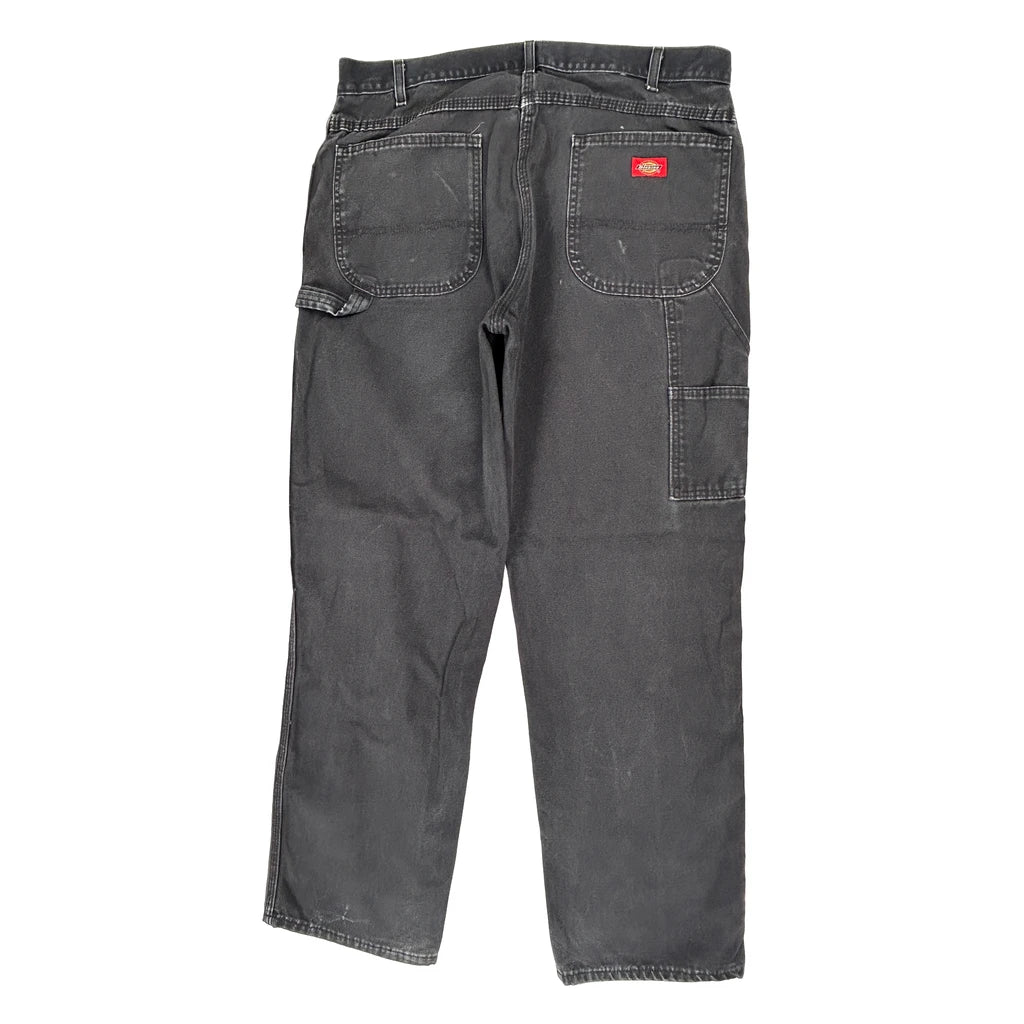 Dickies Double Knee Carpenter Trousers - 36W 31L Black Cotton Refurbished - Thrifted (note: this is a term often used to describe second- refurbished available on Cerqular