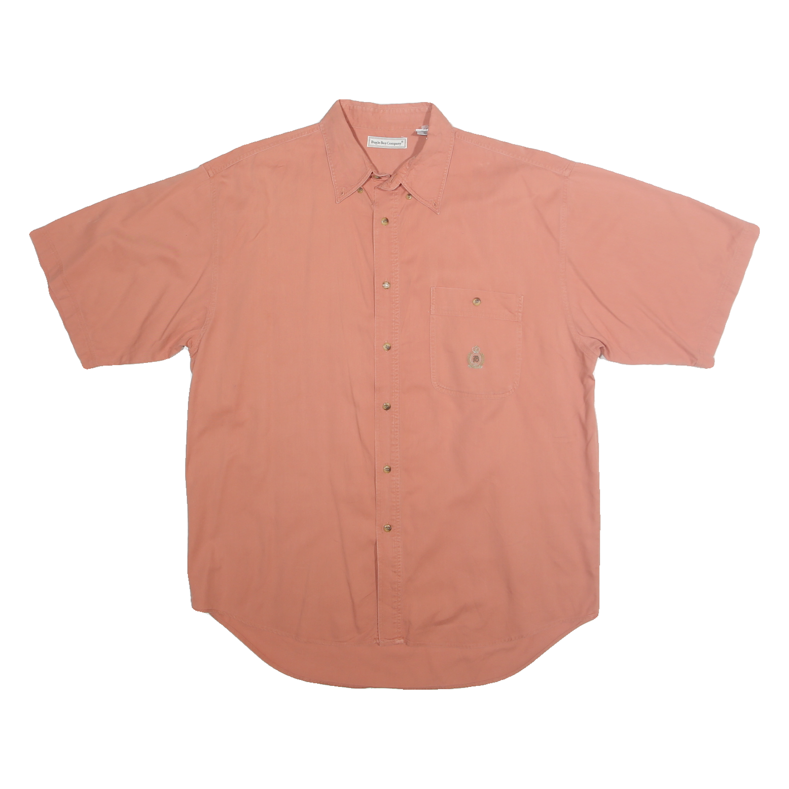 BUGLE BOY Mens Peach Cotton Short Sleeve Shirt XL Casual Button Down Refurbished - N/A refurbished available on Cerqular