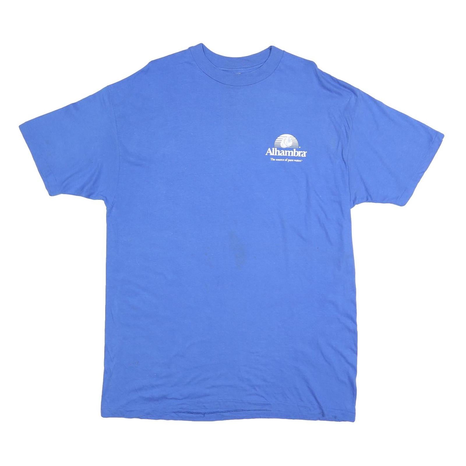 HANES Mens Blue Alhambra Logo Graphic Short Sleeve Crew Neck XL Cotton T-Shirt Refurbished - N/A refurbished available on Cerqular