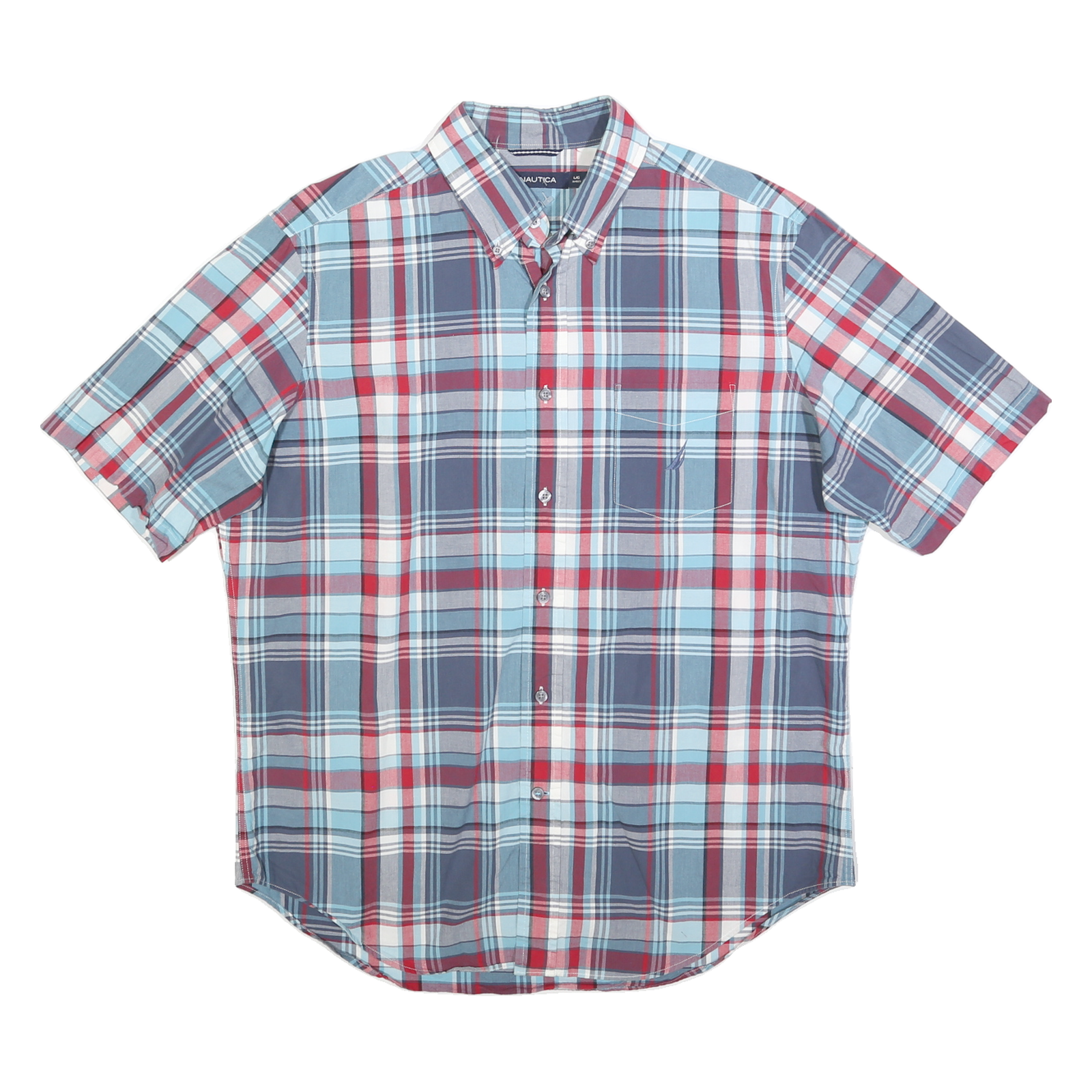 Buy NAUTICA Mens Blue & Red Plaid Shirt L Cotton Blend Casual Button Down Short Refurbished - $23.39 NAUTICA Mens Blue & Red Plaid Shirt L Cotton Blend Casual Button Down Short Refurbished - N/A refurbished available on Cerqular