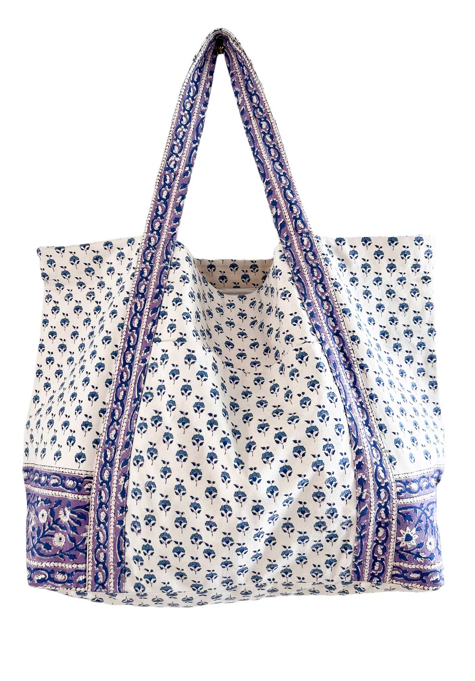 Tote Bag Large Beach Bag Blue-Purple-Motif | Color: BLUE PURPLE MOTIF | Size: U Refurbished - N/A (I could not find a well-known brand with this name refurbished available on Cerqular