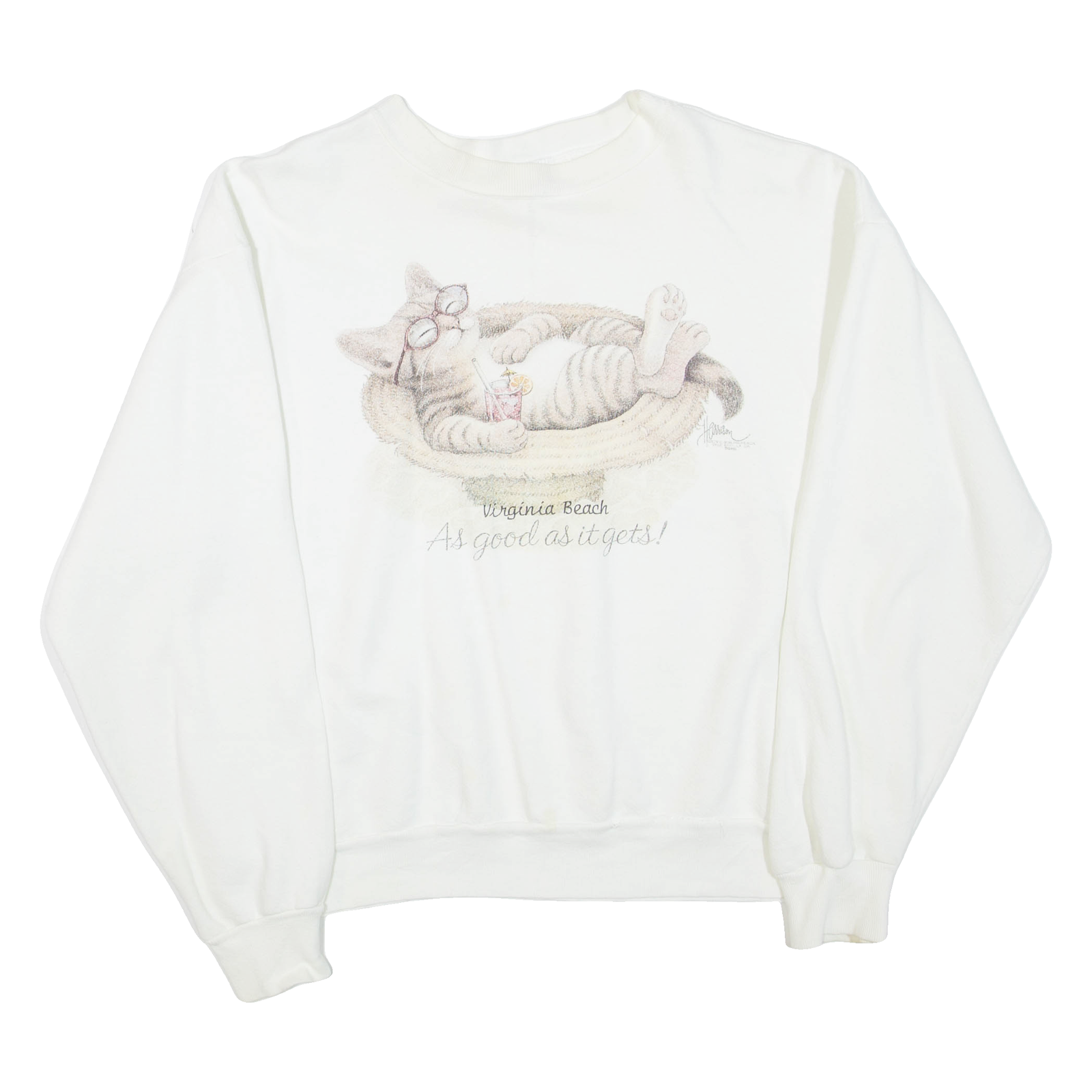 OCEAN FASHIONS Virginia Beach Womens Sweatshirt White Crew Neck USA L Refurbished - N/A refurbished available on Cerqular