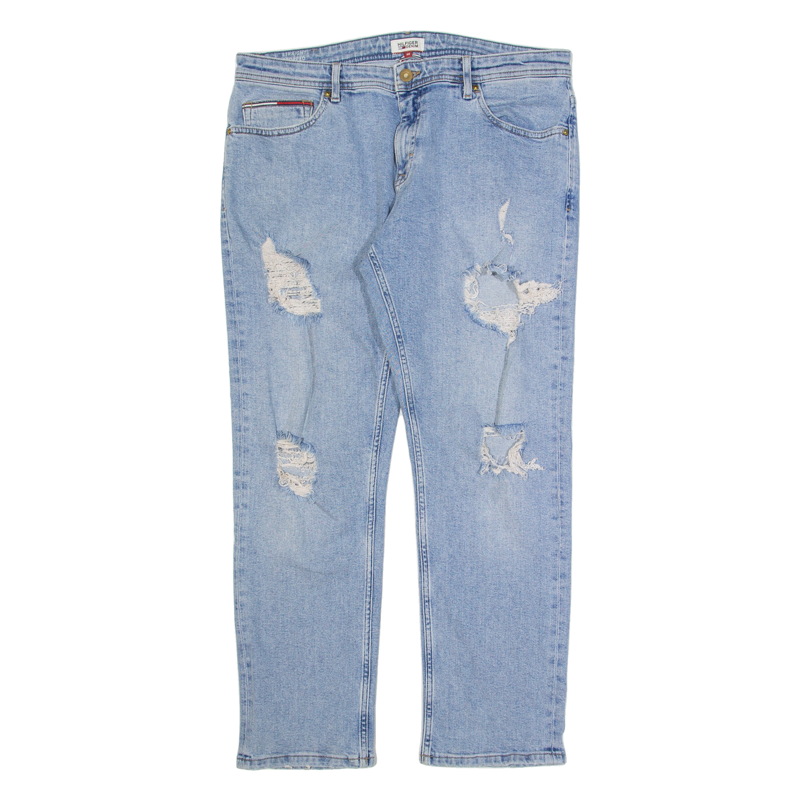 HILFIGER DENIM Distressed Womens Jeans Blue Regular Straight Stone Wash W34 L27 Refurbished - N/A refurbished available on Cerqular
