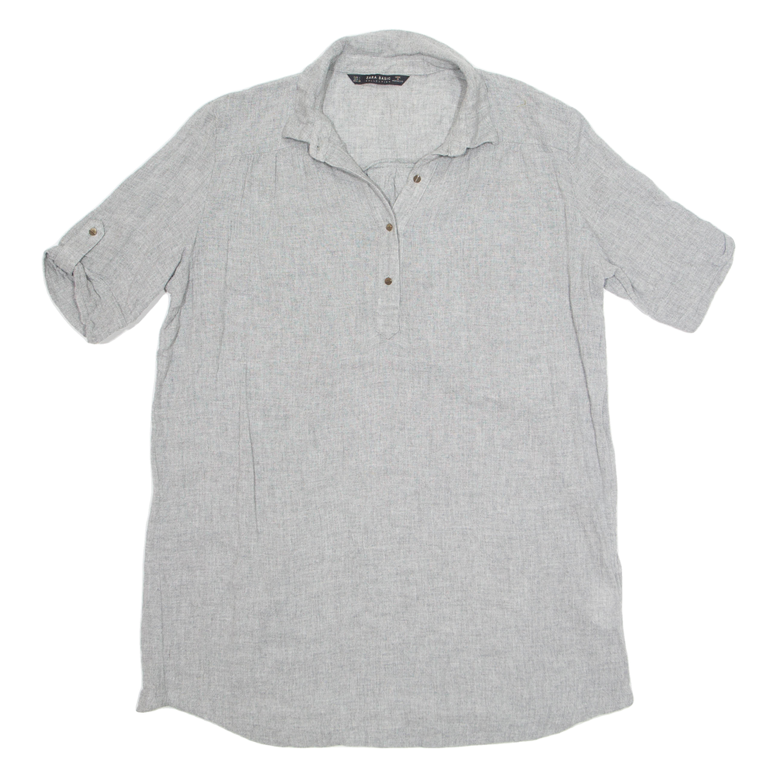 ZARA Womens Shirt Dress Grey Short Sleeve Knee Length L Refurbished - N/A refurbished available on Cerqular