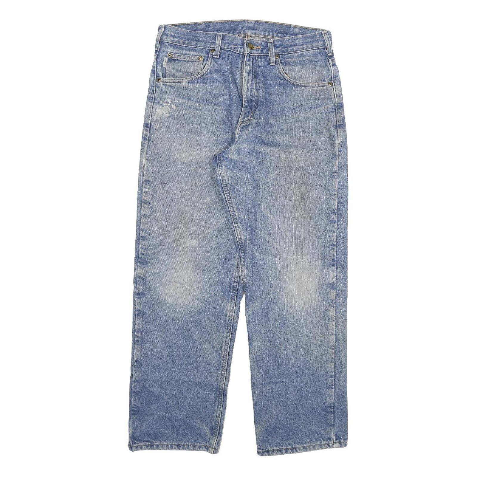 CARHARTT Mens Blue Regular Straight Denim Rinse W32 L30 Durable Cotton Blend Refurbished - N/A refurbished available on Cerqular