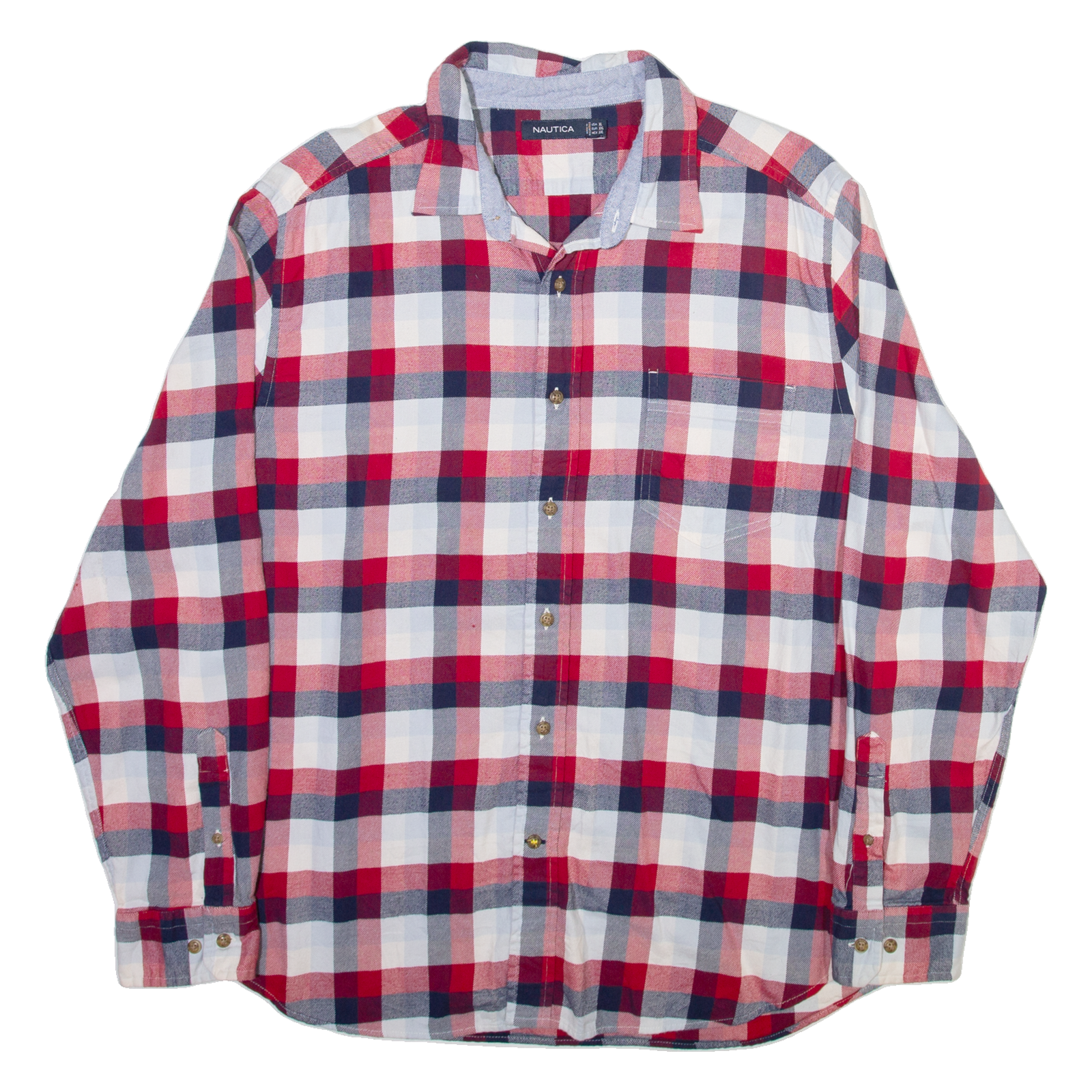 NAUTICA Mens Shirt Red Check Long Sleeve XL Refurbished - N/A refurbished available on Cerqular