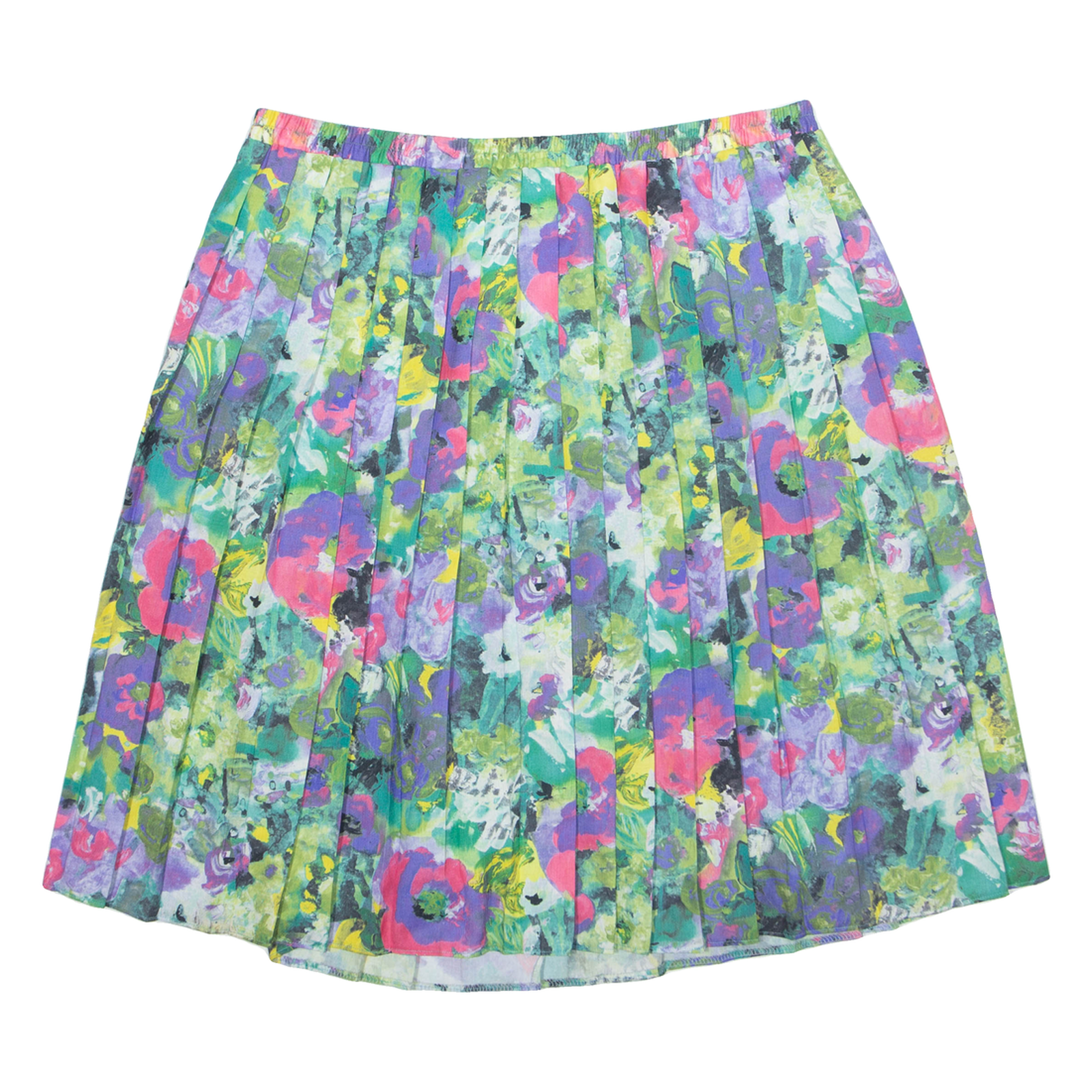 GUSCHI Pleated Womens A-Line Skirt Blue Short Floral L Refurbished - N/A refurbished available on Cerqular