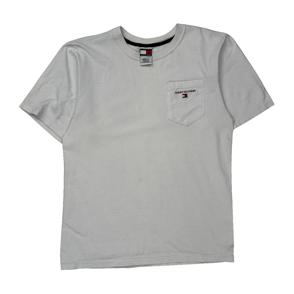 Made In USA Tommy Hilfiger T-Shirt - XL White Cotton Refurbished - Thrifted (note: this is a term often used to describe second- refurbished available on Cerqular