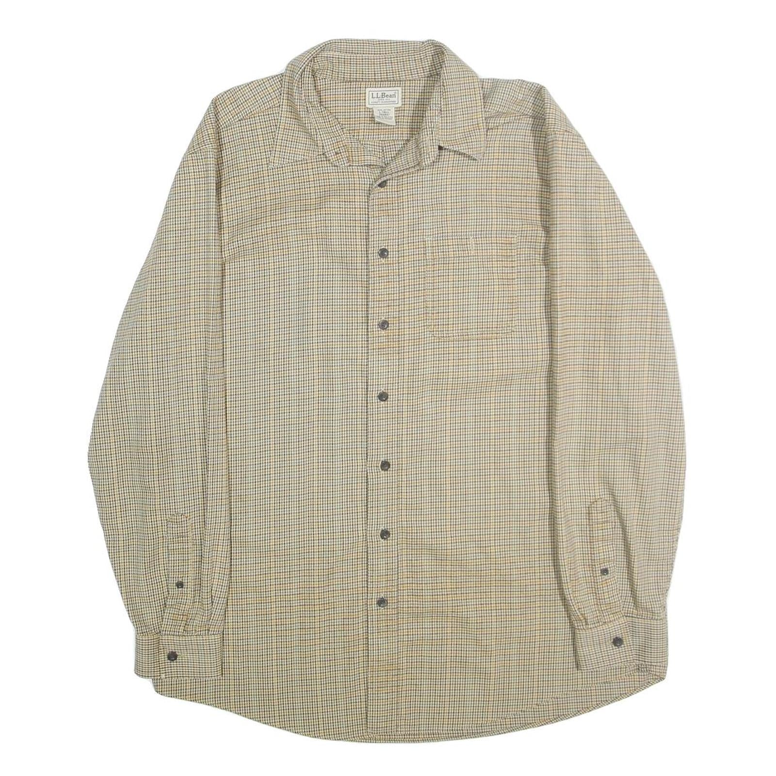 Buy LL BEAN Mens Beige Checked Cotton Shirt L Casual Classic Button-Down Long Sleeve Refurbished - $45.49 LL BEAN Mens Beige Checked Cotton Shirt L Casual Classic Button-Down Long Sleeve Refurbished - N/A refurbished available on Cerqular