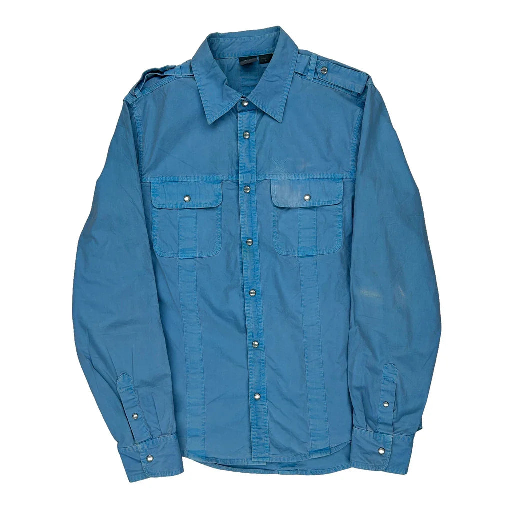 Buy Armani Exchange Shirt - Medium Blue Cotton Refurbished - $42.20 Armani Exchange Shirt - Medium Blue Cotton Refurbished - Thrifted (note: this is a term often used to describe second- refurbished available on Cerqular