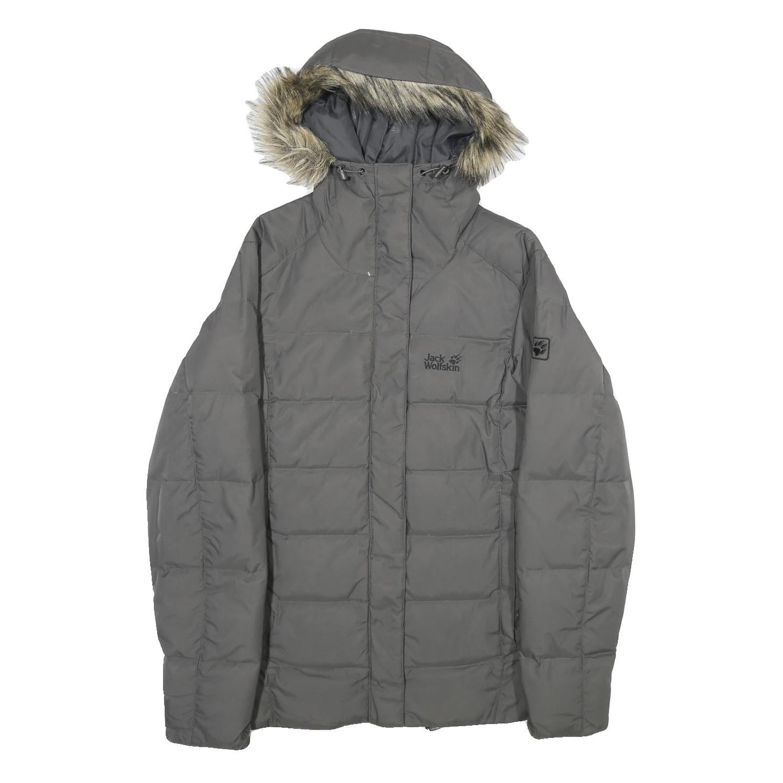 JACK WOLFSKIN Womens Grey Outdoor Jacket M Polyamide Plain Zip Hooded Refurbished - N/A refurbished available on Cerqular