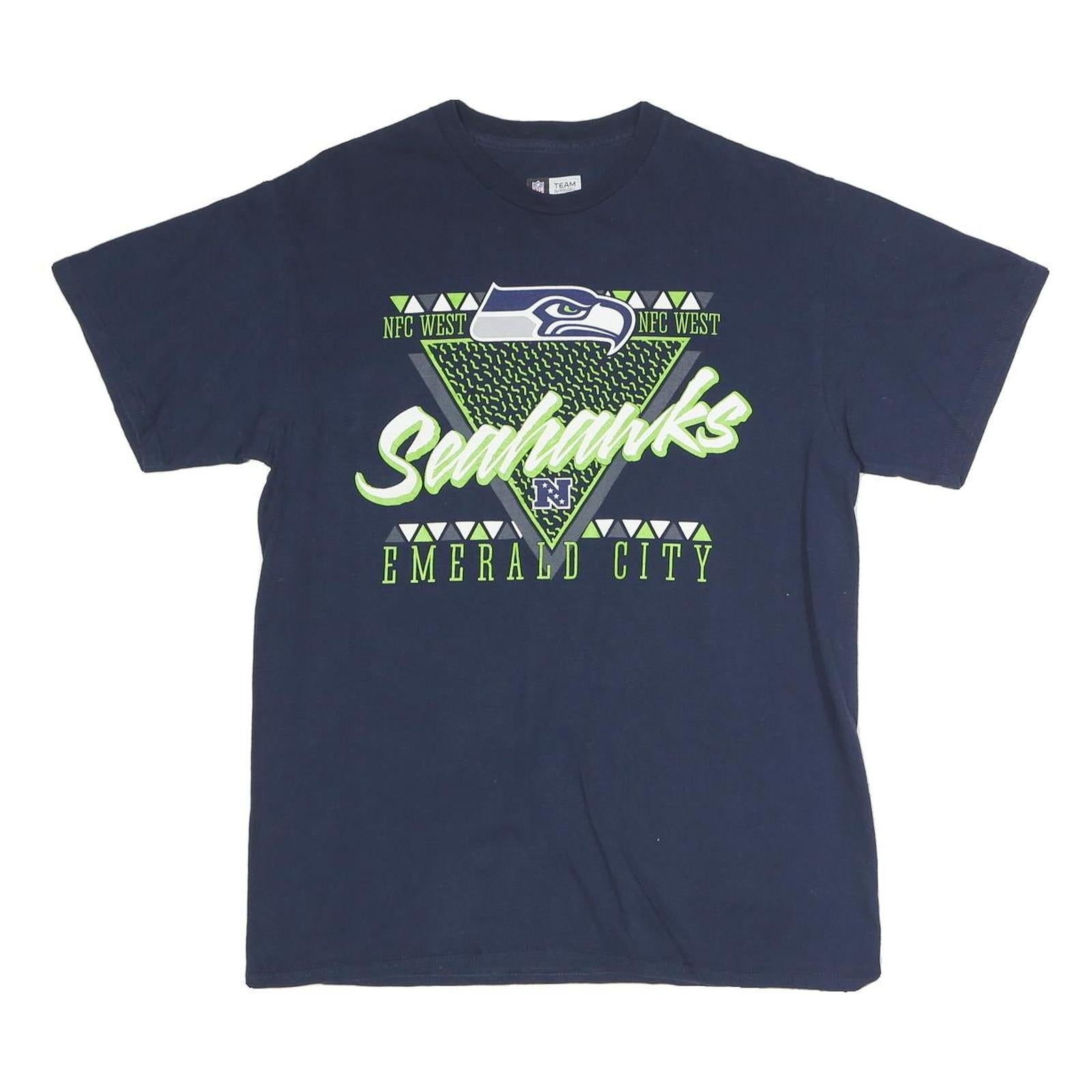 NFL Mens Blue Seahawks Graphic T-Shirt M Short Sleeve Crew Neck American Refurbished - N/A refurbished available on Cerqular
