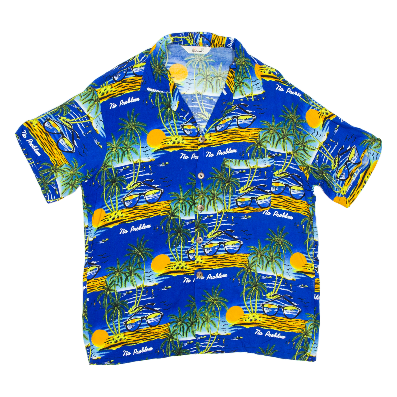 Mens Hawaiian Shirt Blue Crazy Pattern XL Refurbished - N/A refurbished available on Cerqular