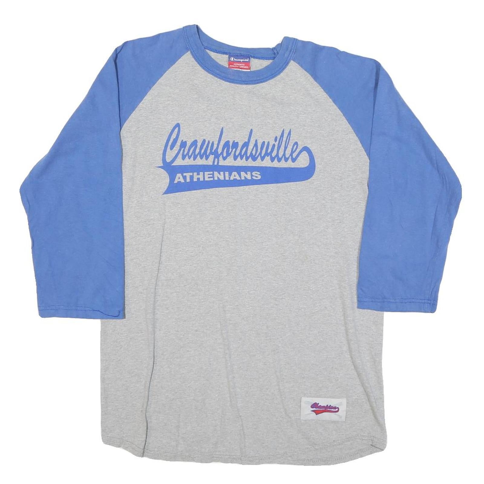 Buy CHAMPION Mens Grey & Blue Crawfordsville Athenians Baseball T-Shirt M Long Refurbished - $27.29 CHAMPION Mens Grey & Blue Crawfordsville Athenians Baseball T-Shirt M Long Refurbished - N/A refurbished available on Cerqular
