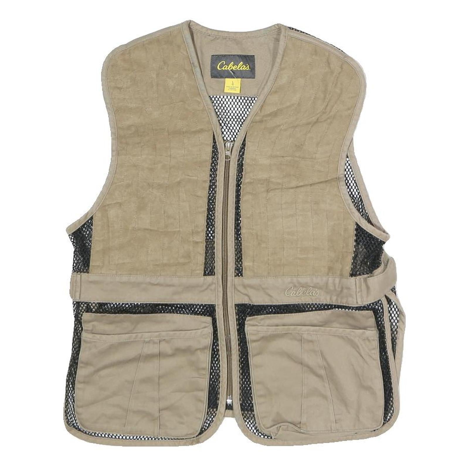 CABELA'S Womens Beige Cotton Blend Jacket L Mesh Utility Zip Vest Outdoor Refurbished - N/A refurbished available on Cerqular
