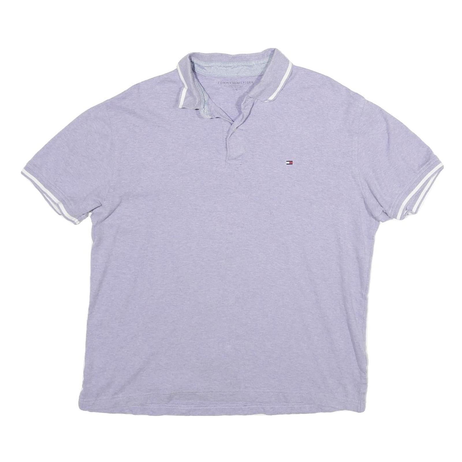 TOMMY HILFIGER Mens Light Purple Polo Shirt Short Sleeve Cotton L Casual Top Refurbished - N/A refurbished available on Cerqular