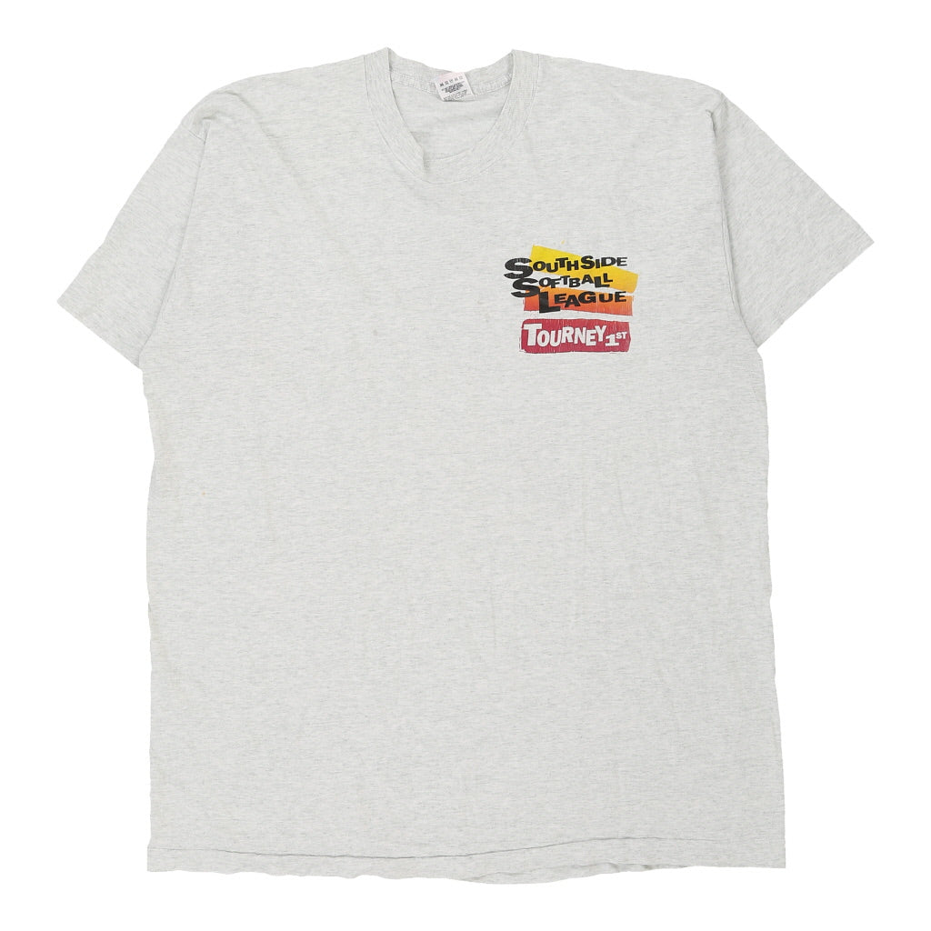 Fruit Of The Loom Graphic T-Shirt - 2XL Grey Cotton | Size: xx-large Refurbished - Thrifted (note: this is a term often used to describe second- refurbished available on Cerqular
