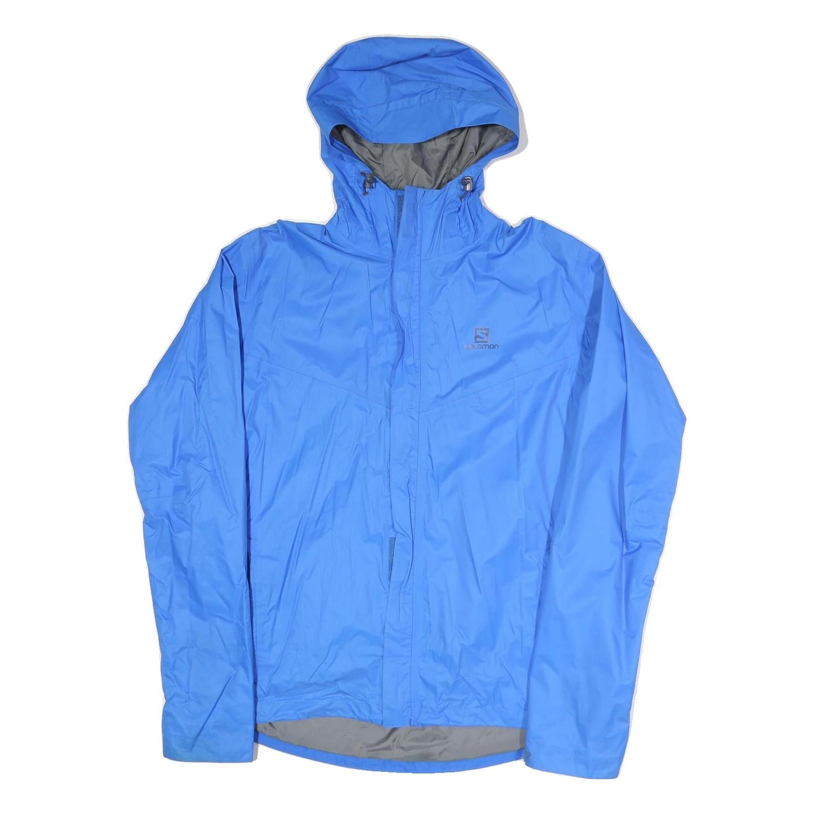 SALOMON Mens Blue Outdoor Jacket L Polyester Blend Plain Zip Hooded Refurbished - N/A refurbished available on Cerqular