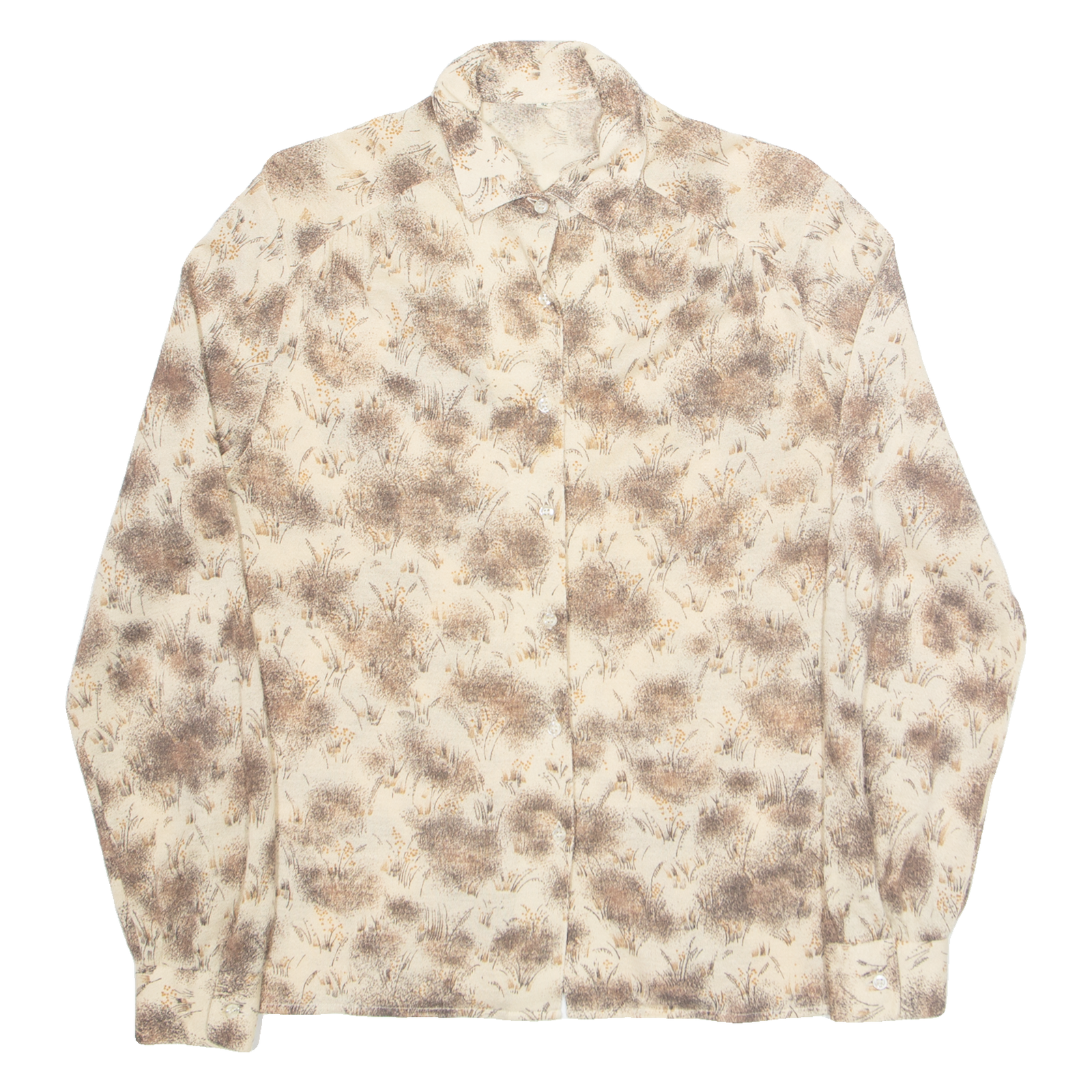 Buy Womens Printed Shirt Brown Collared Long Sleeve Floral M Refurbished - $15.59 Womens Printed Shirt Brown Collared Long Sleeve Floral M Refurbished - N/A refurbished available on Cerqular