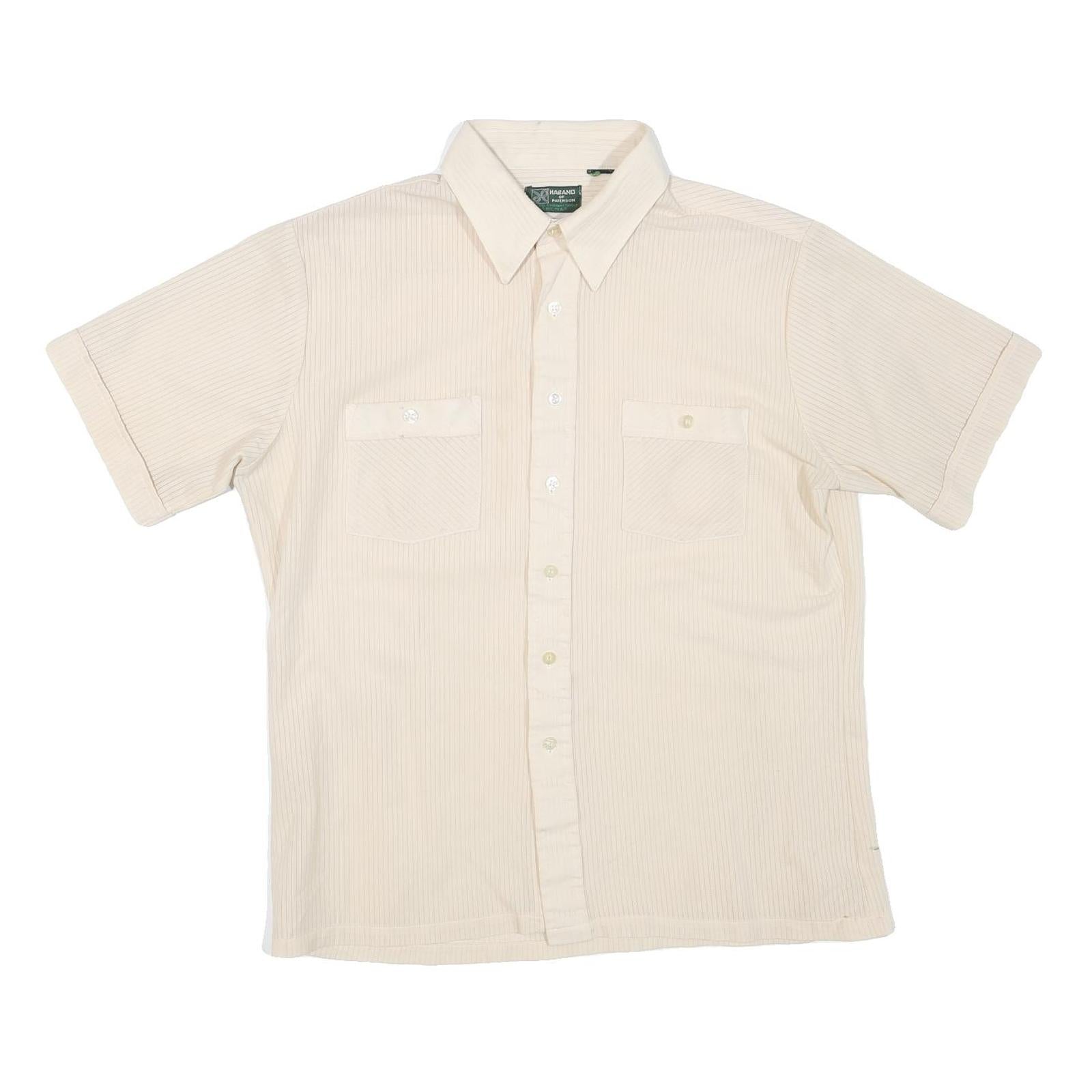 HABAND Mens Cream Shirt M Cotton Blend Short Sleeve Casual Button Front Refurbished - N/A refurbished available on Cerqular