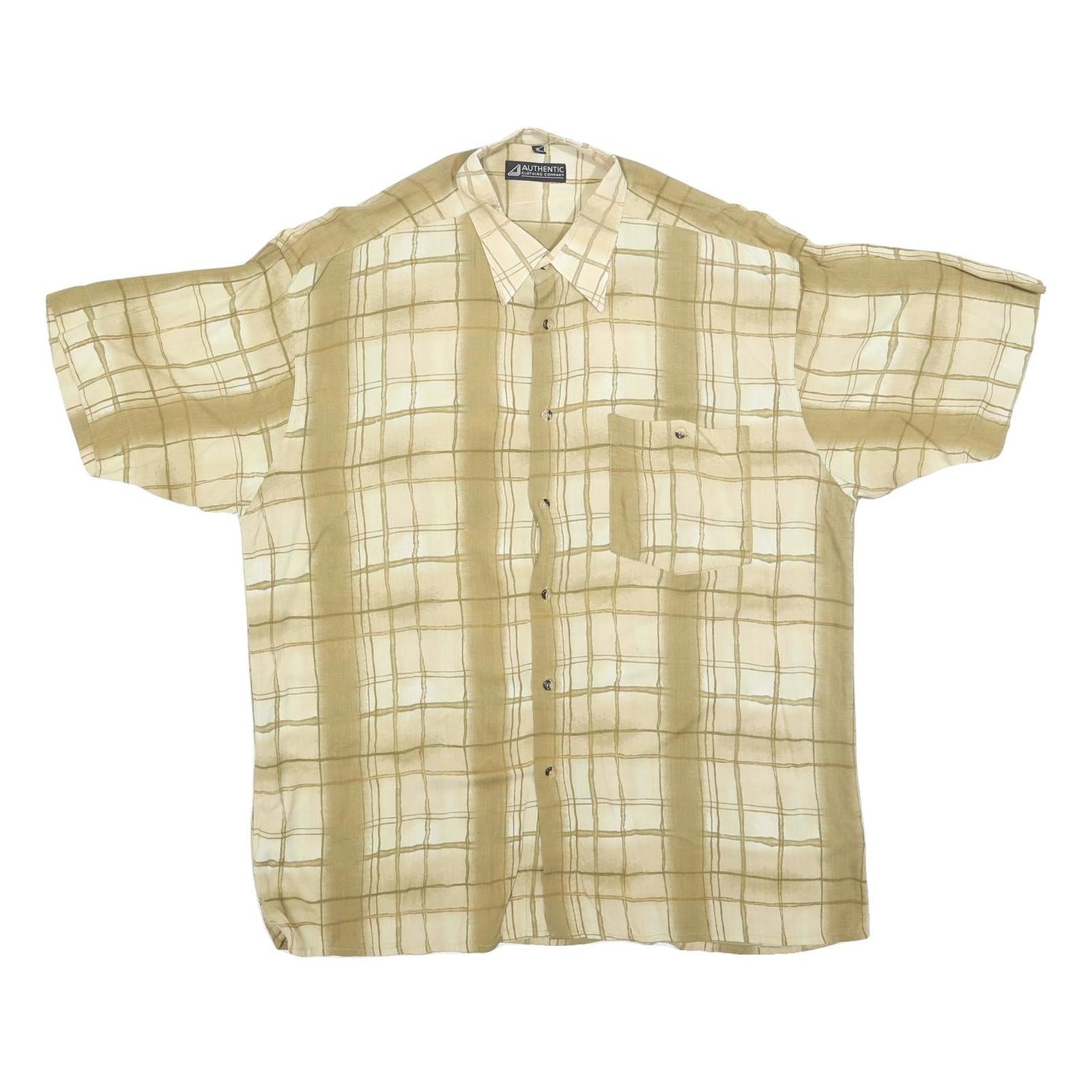 AUTHENTIC CLOTHING CO Mens Beige & Cream Checked Shirt XL Casual Cotton Blend Refurbished - N/A refurbished available on Cerqular