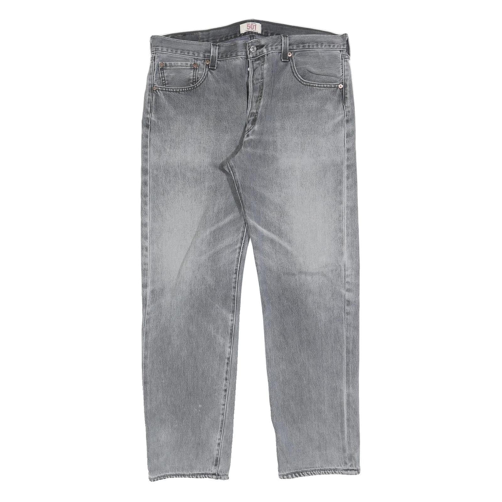 LEVI'S 501 Mens Jeans Grey Regular Straight Denim Medium W36 L32 Classic Button Refurbished - N/A refurbished available on Cerqular