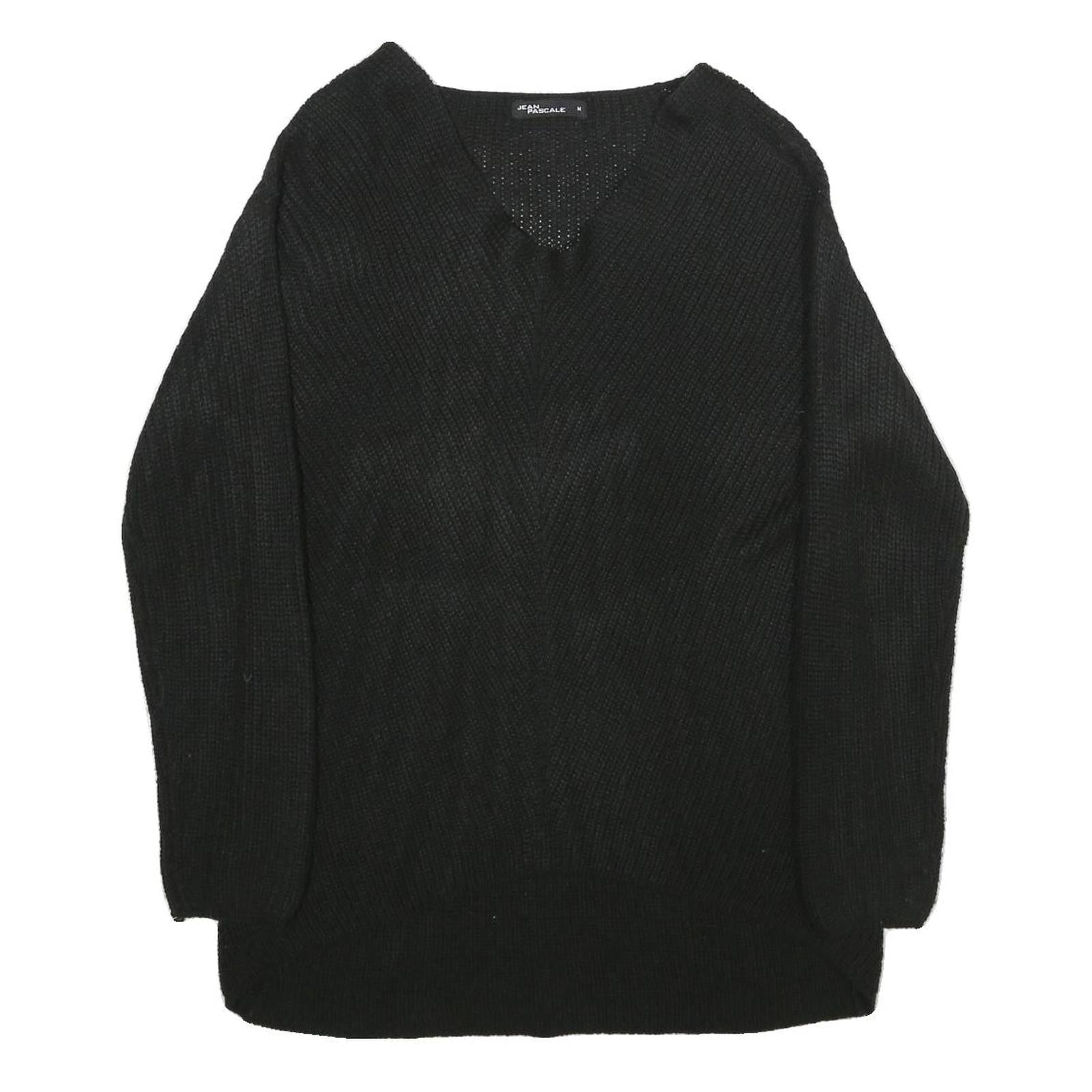 JEAN PASCALE Womens Black Plain Jumper V-Neck Basic Knit M Casual Knitwear Refurbished - N/A refurbished available on Cerqular