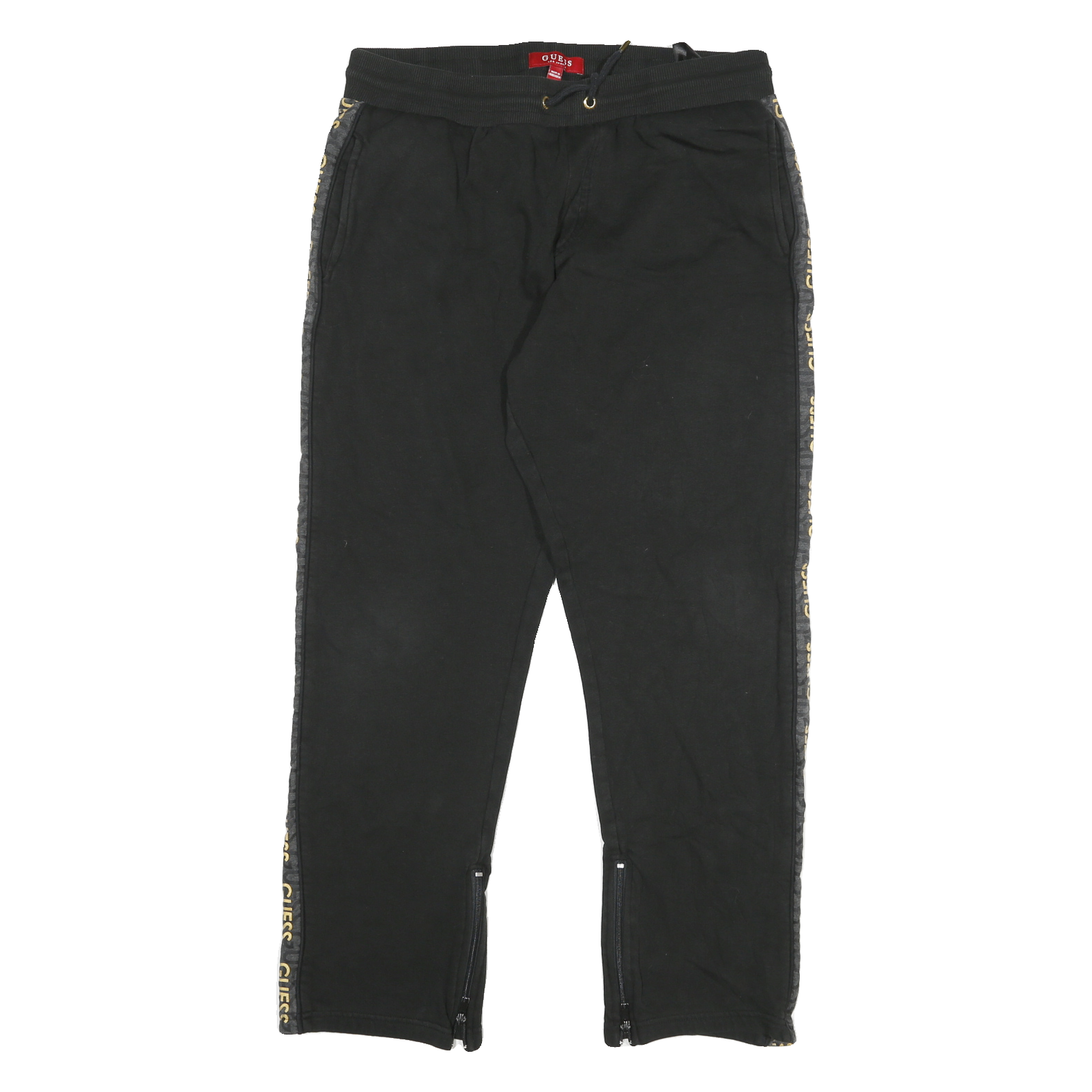 GUESS Mens Joggers Black Stripe Logo Tape Slim Tapered M W32 L29 Refurbished - N/A refurbished available on Cerqular