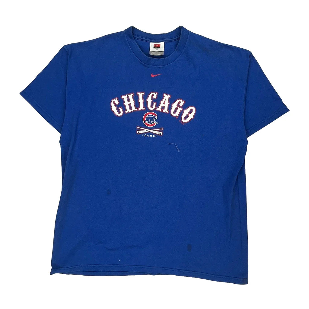 Chicago Cubs Nike Mlb T-Shirt - XL Blue Cotton Refurbished - Thrifted (note: this is a term often used to describe second- refurbished available on Cerqular