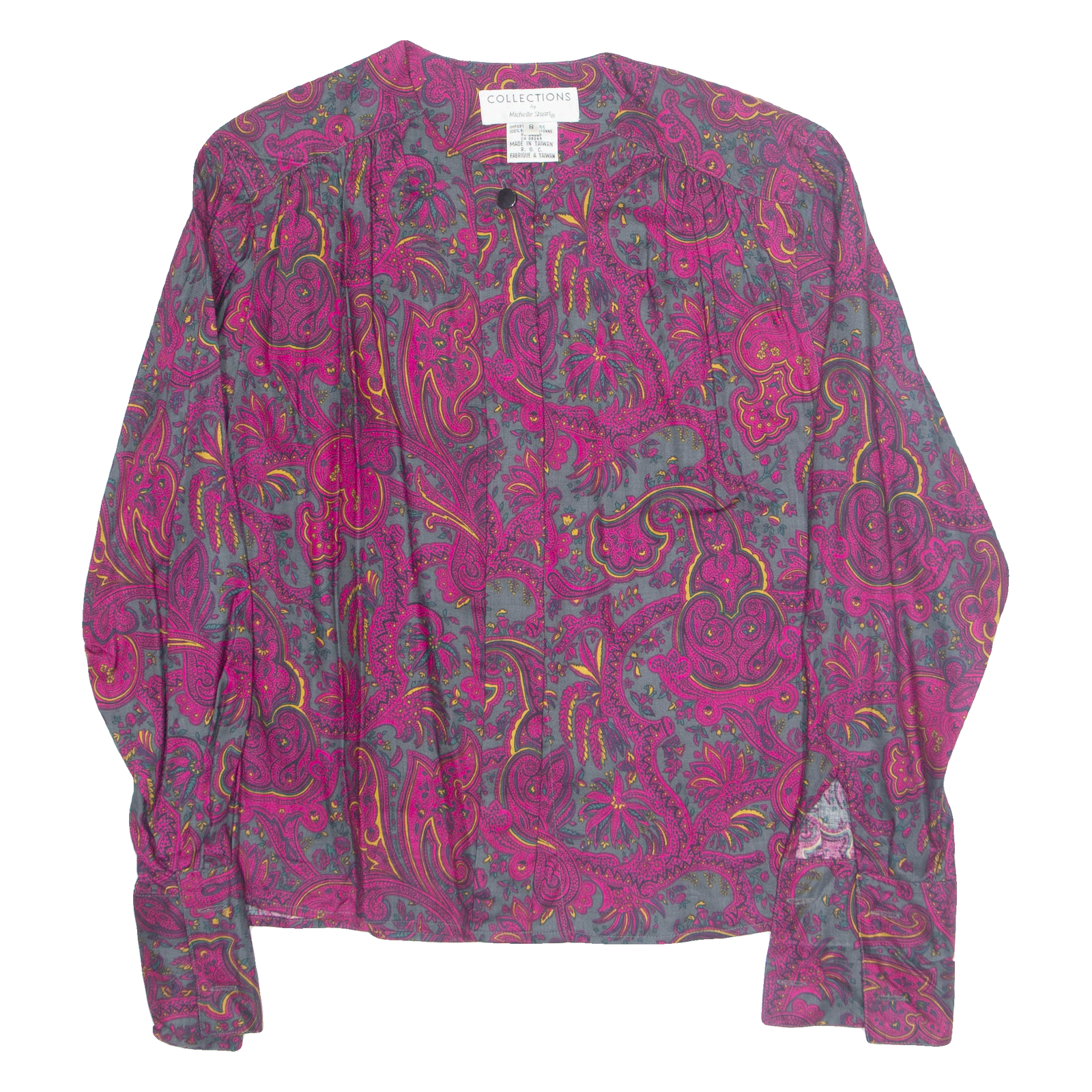 COLLECTIONS Womens Printed Blouse Purple Long Sleeve Paisley M Refurbished - N/A refurbished available on Cerqular