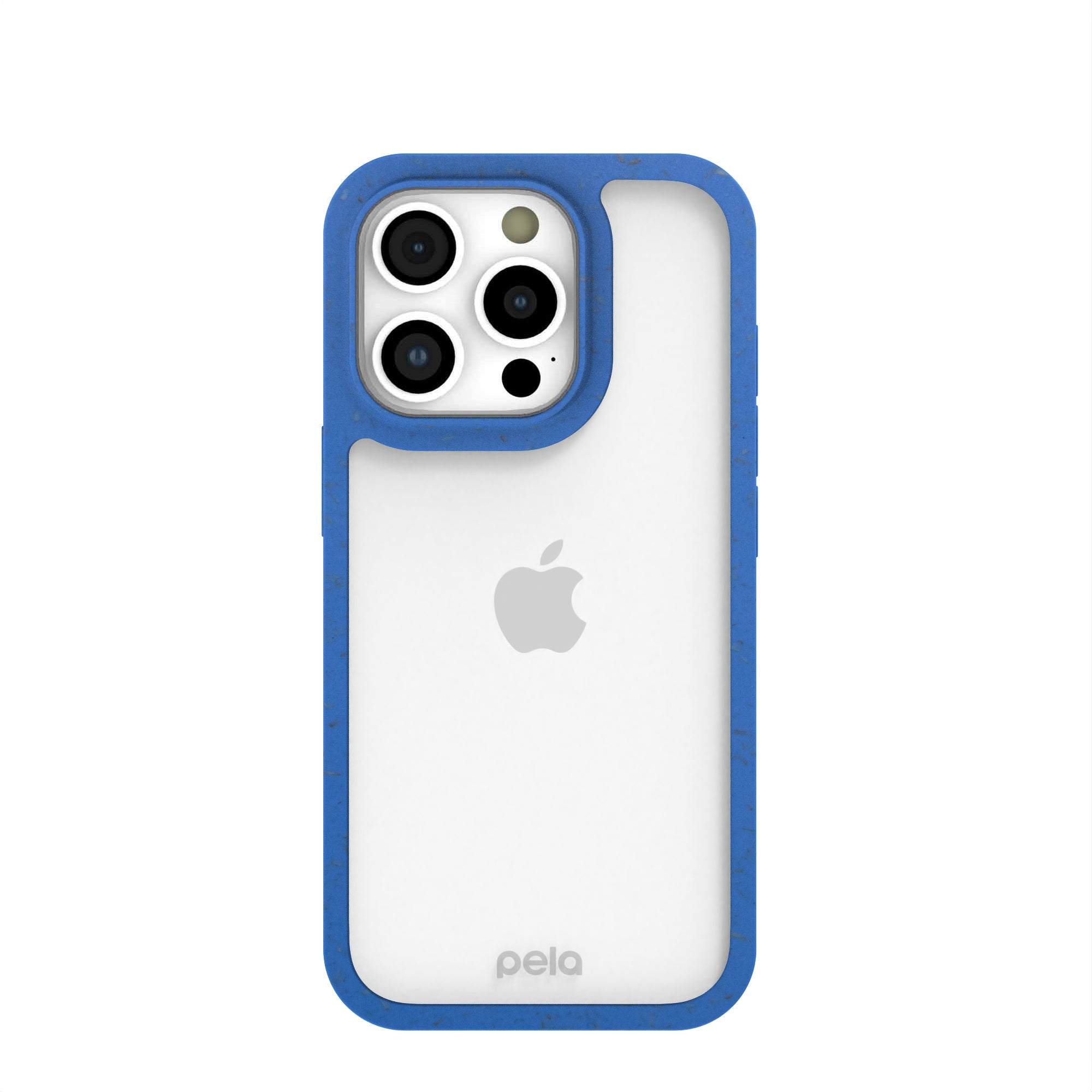 Clear iPhone 16 Pro Case with Electric Blue Ridge Refurbished - Pela Case refurbished available on Cerqular