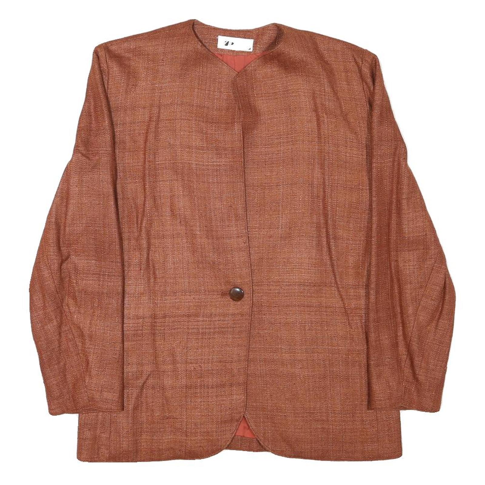 MIZIO Womens Brown Linen Blend Button Jacket M Plain Classic Soft Comfortable Refurbished - N/A refurbished available on Cerqular