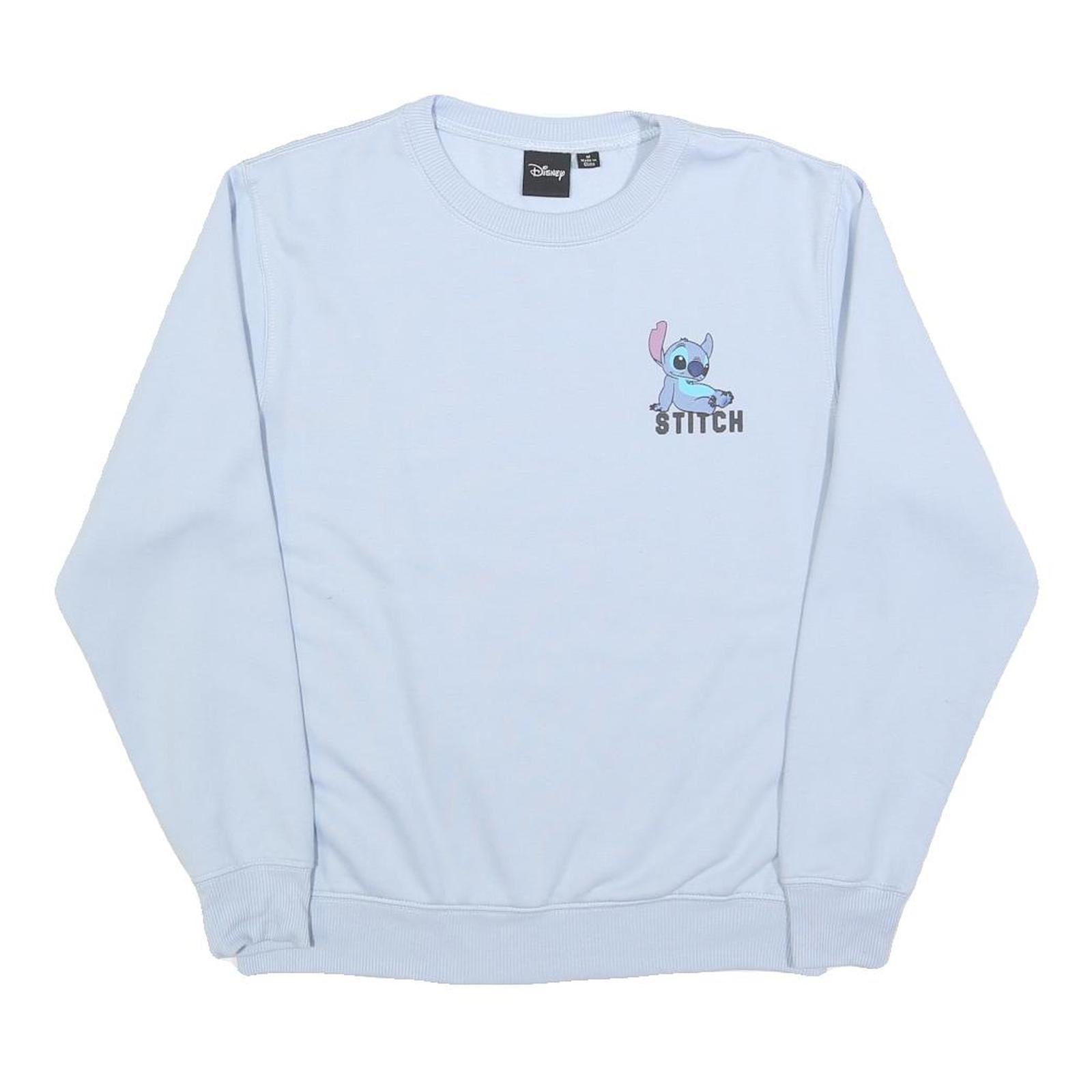 DISNEY Womens Blue Stitch Crew Neck M Cotton Blend Pullover Sweatshirt Cartoon Refurbished - N/A refurbished available on Cerqular