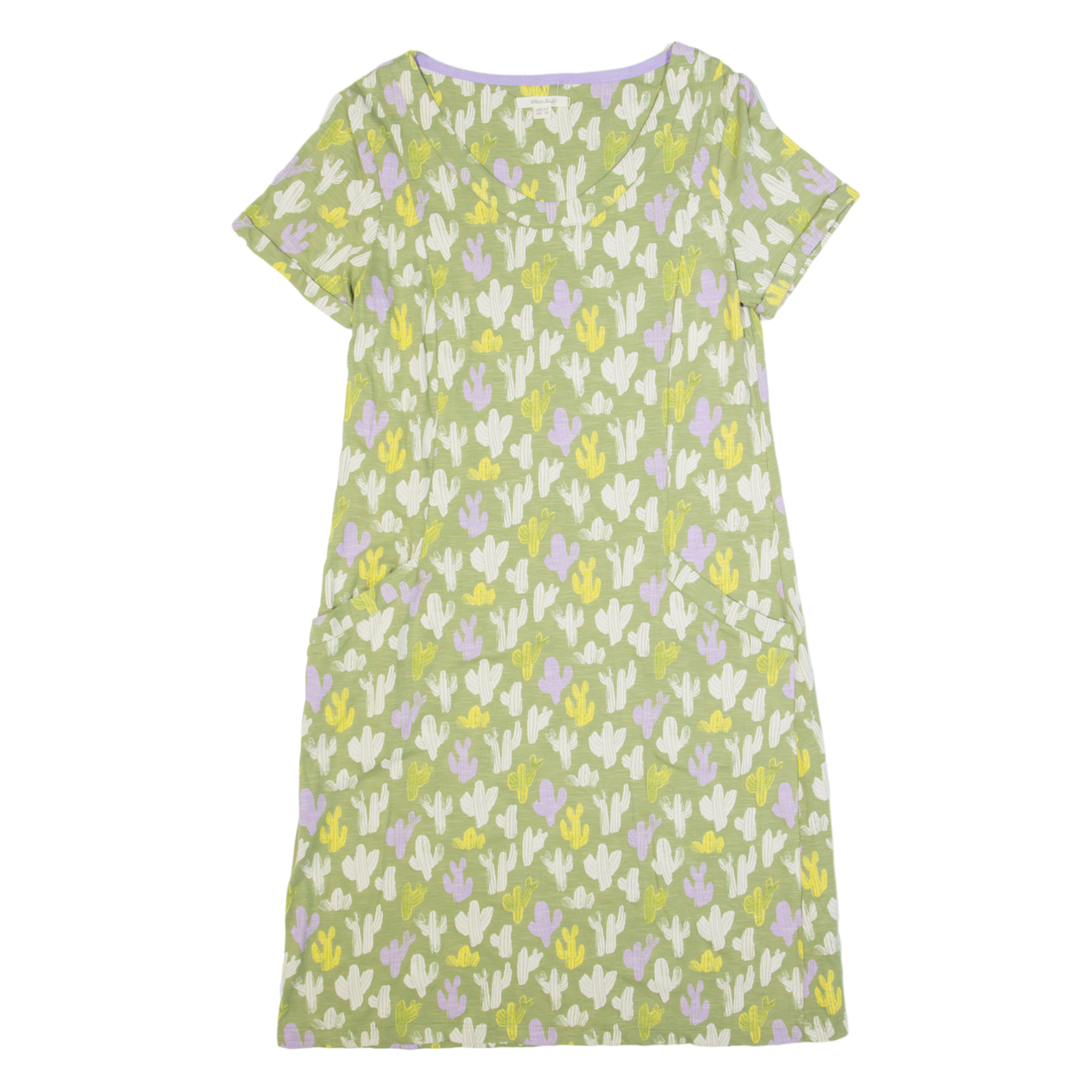 WHITE STUFF Cactus Womens T-Shirt Dress Green Short Sleeve Knee Length UK 10 Refurbished - N/A refurbished available on Cerqular