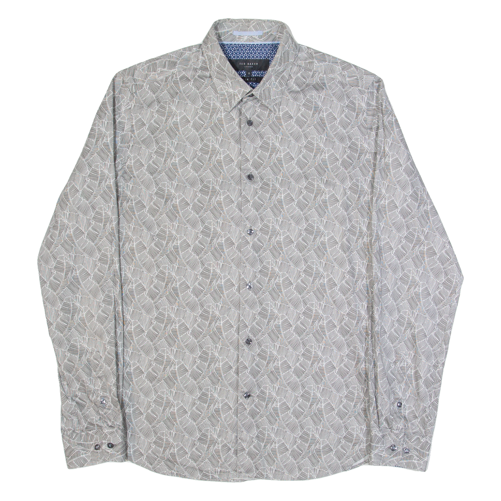 TED BAKER Mens Shirt Grey Crazy Pattern Long Sleeve M Refurbished - N/A refurbished available on Cerqular