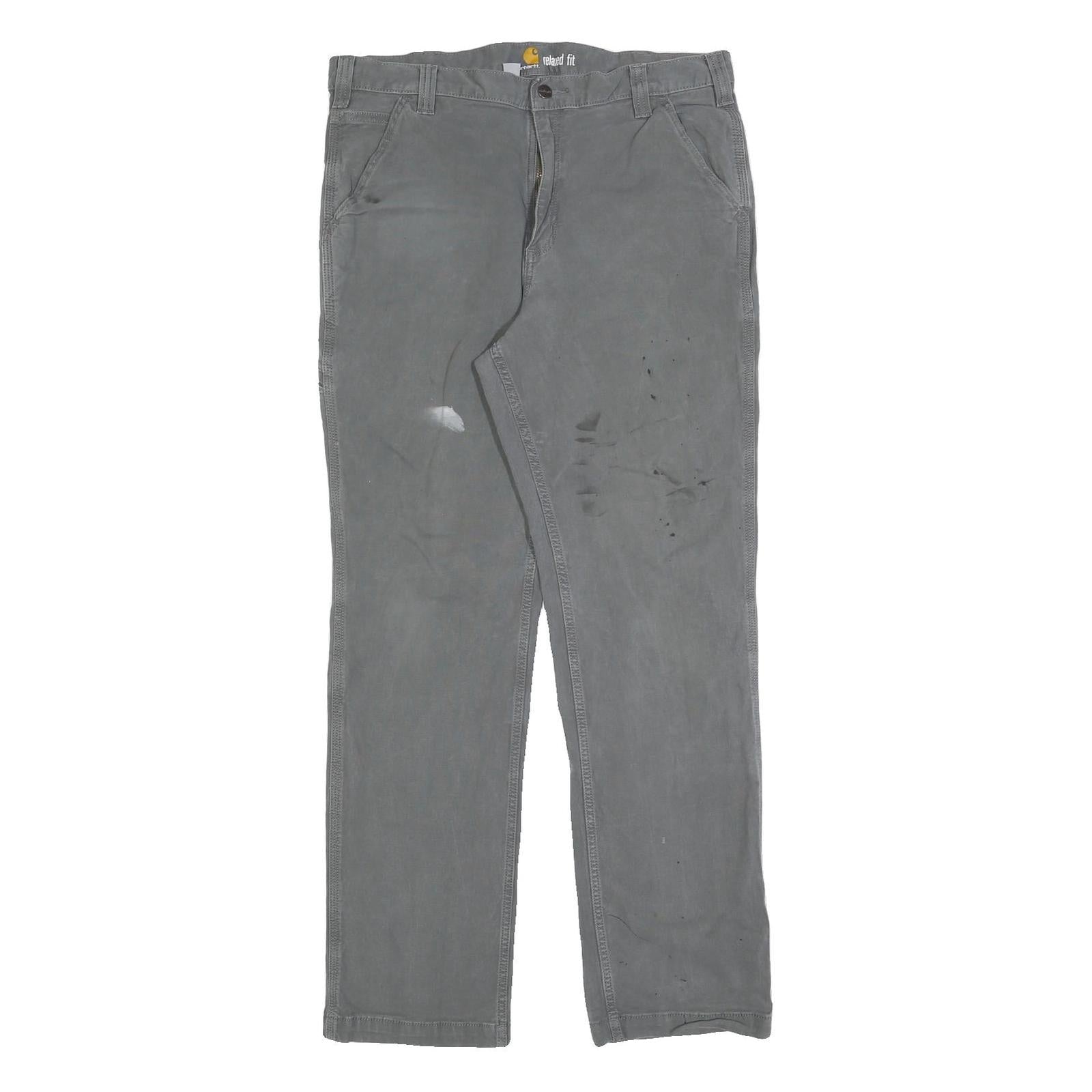 CARHARTT Mens Cotton Blend Grey Relaxed Straight Trousers W36 L34 Workwear Refurbished - N/A refurbished available on Cerqular
