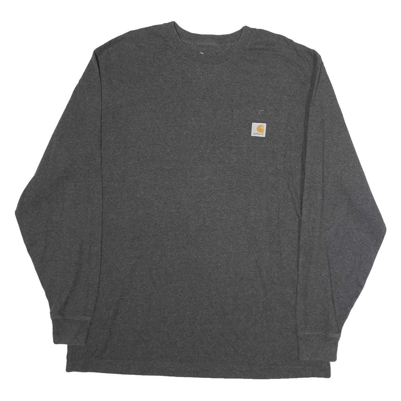 CARHARTT Mens Grey & Yellow Long Sleeve Crew Neck Logo Pocket T-Shirt L Refurbished - N/A refurbished available on Cerqular