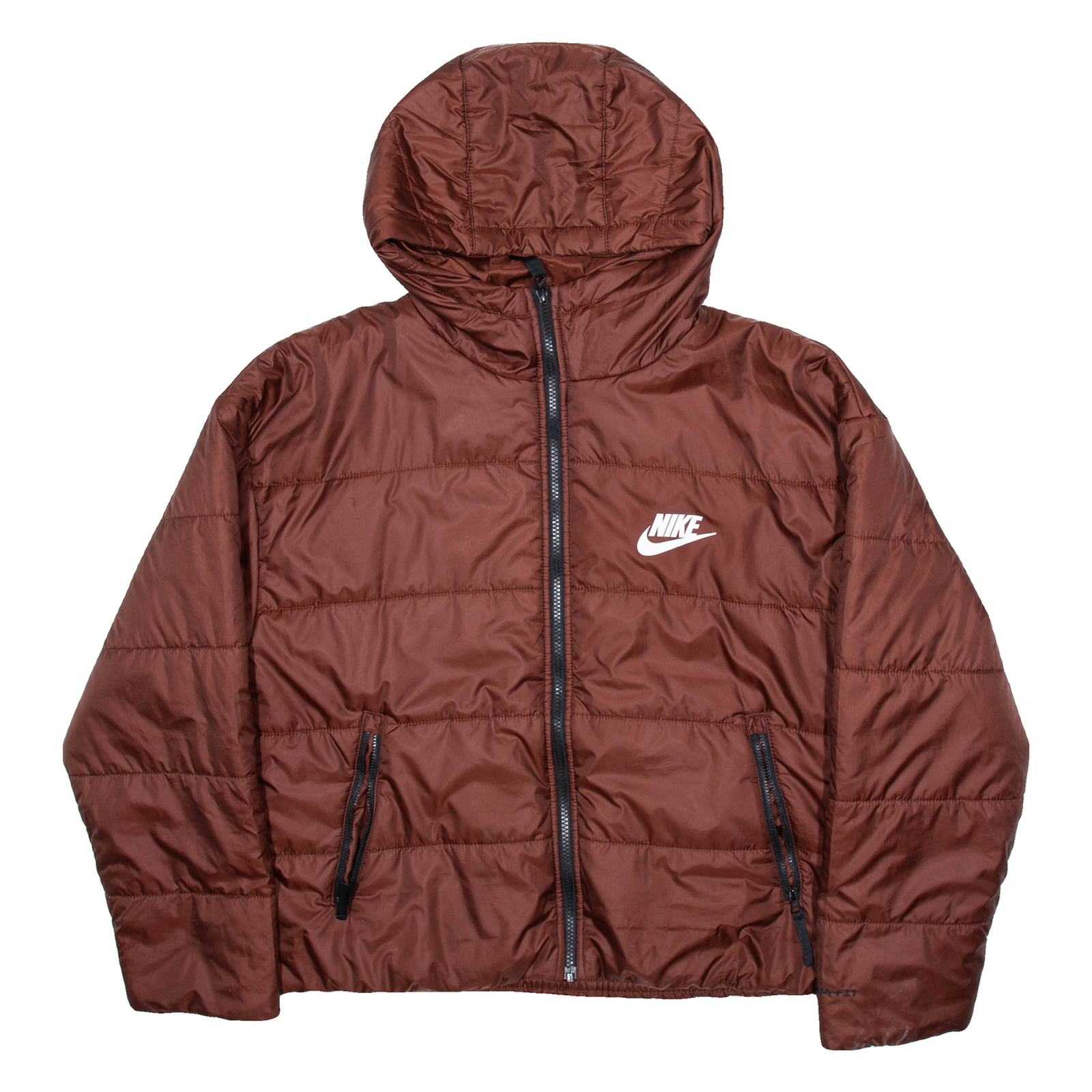 NIKE Womens Puffer Coat Brown Hooded M Refurbished - N/A refurbished available on Cerqular