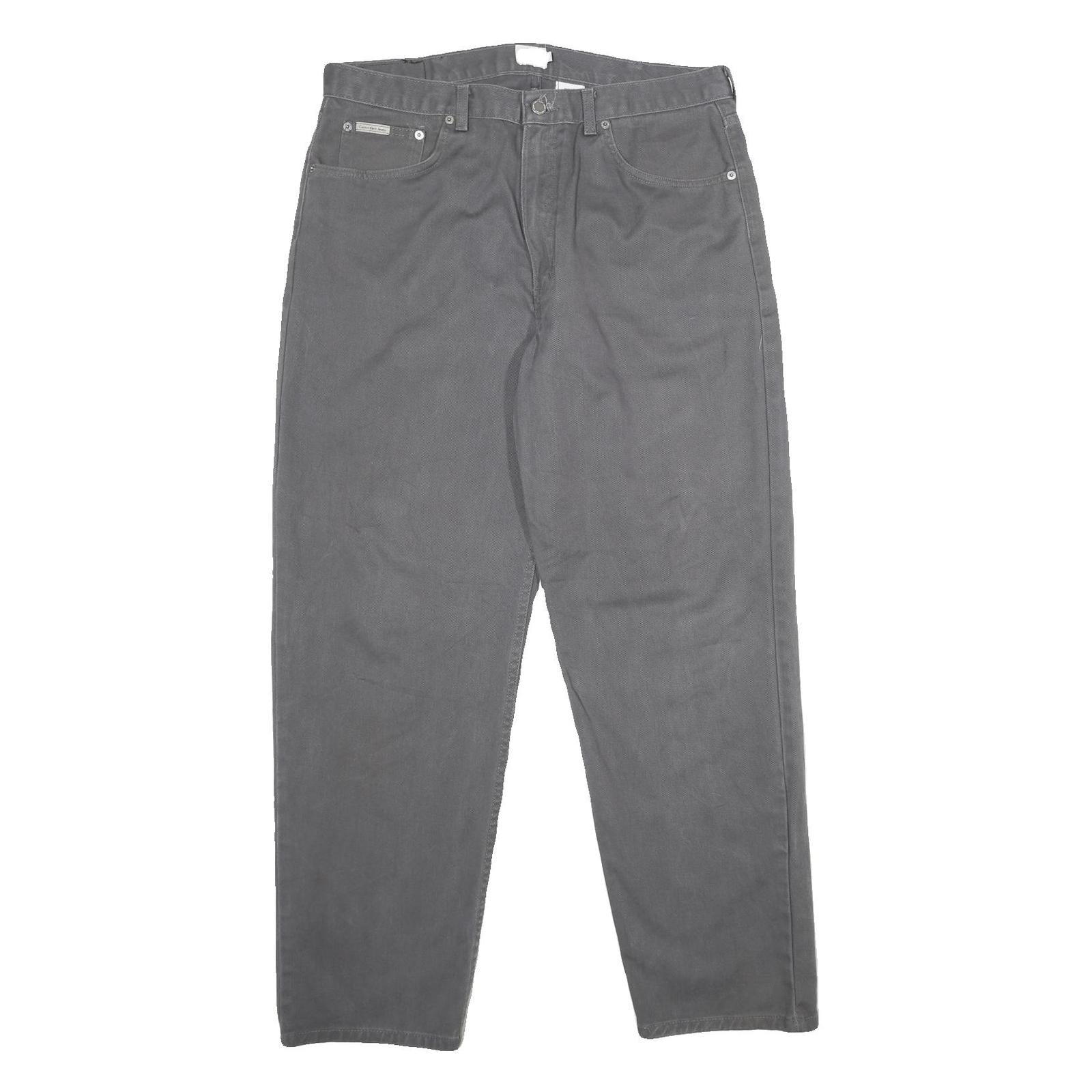 CALVIN KLEIN Mens Jeans Grey Relaxed Straight Denim Medium W36 L30 Casual Wear Refurbished - N/A refurbished available on Cerqular