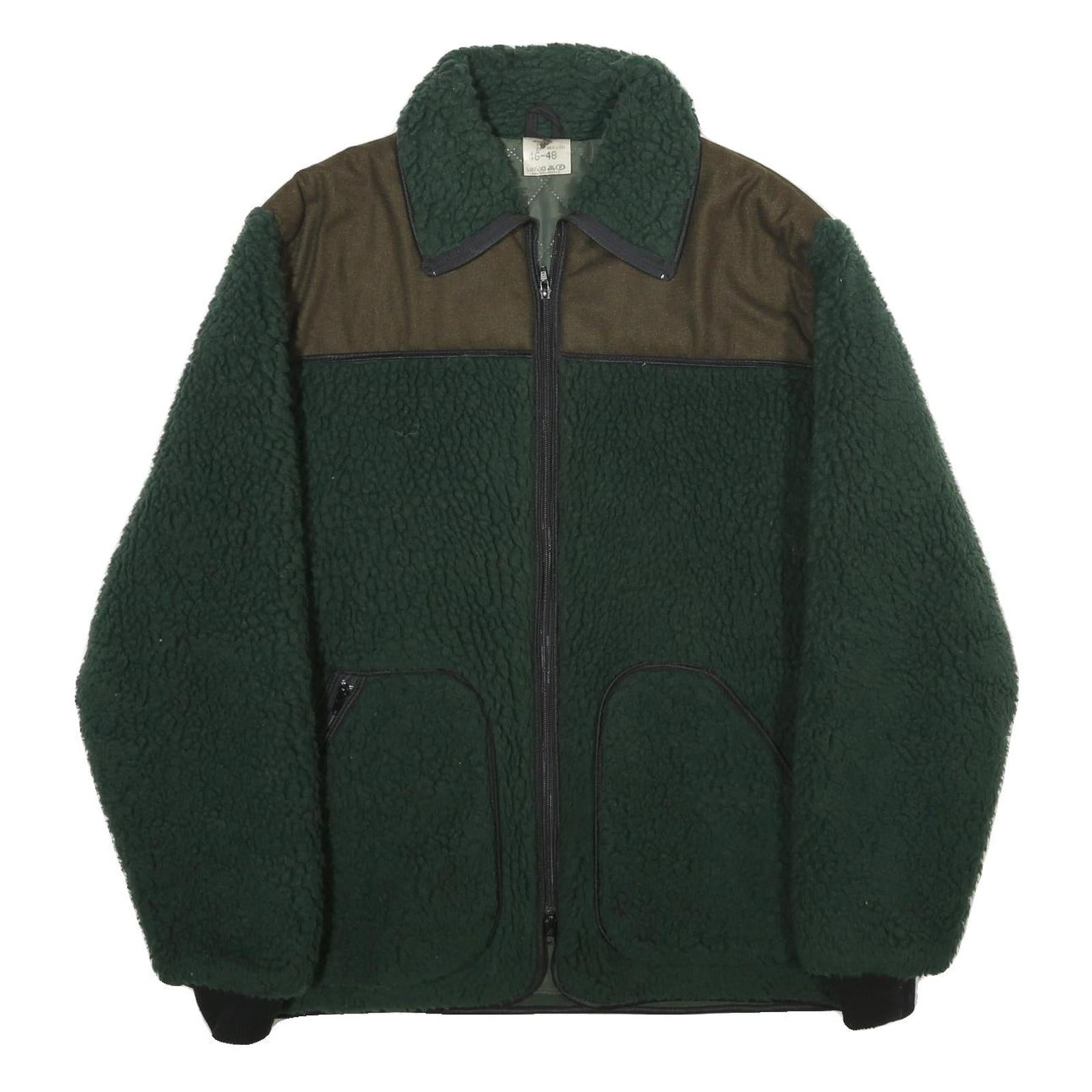 Mens Green & Brown Outdoor Polyester Fleece Jacket L Zip Pockets Casual Warm Refurbished - N/A refurbished available on Cerqular