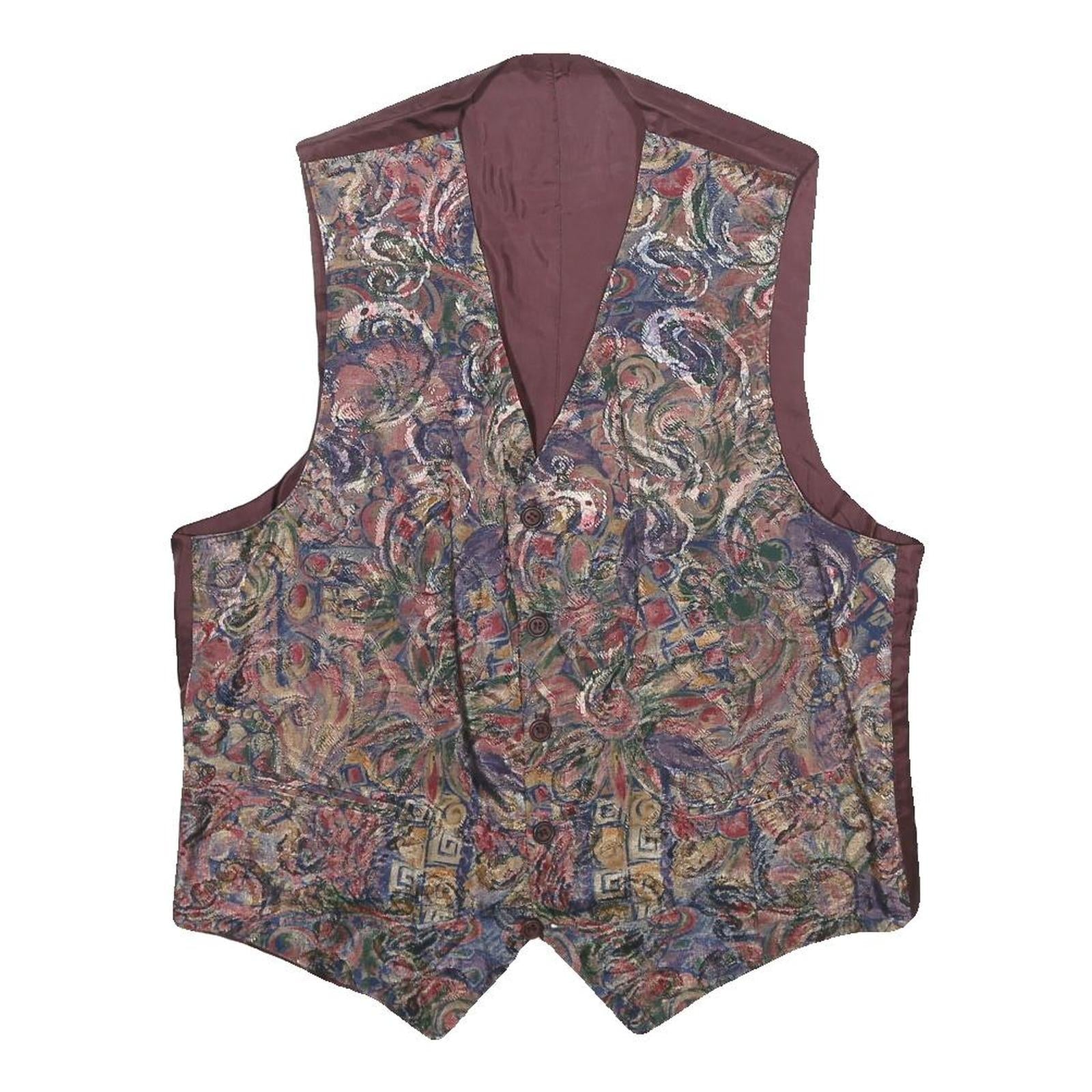 NEW FAST Mens Multicoloured Abstract Pattern Button Viscose Jacket S Refurbished - N/A refurbished available on Cerqular